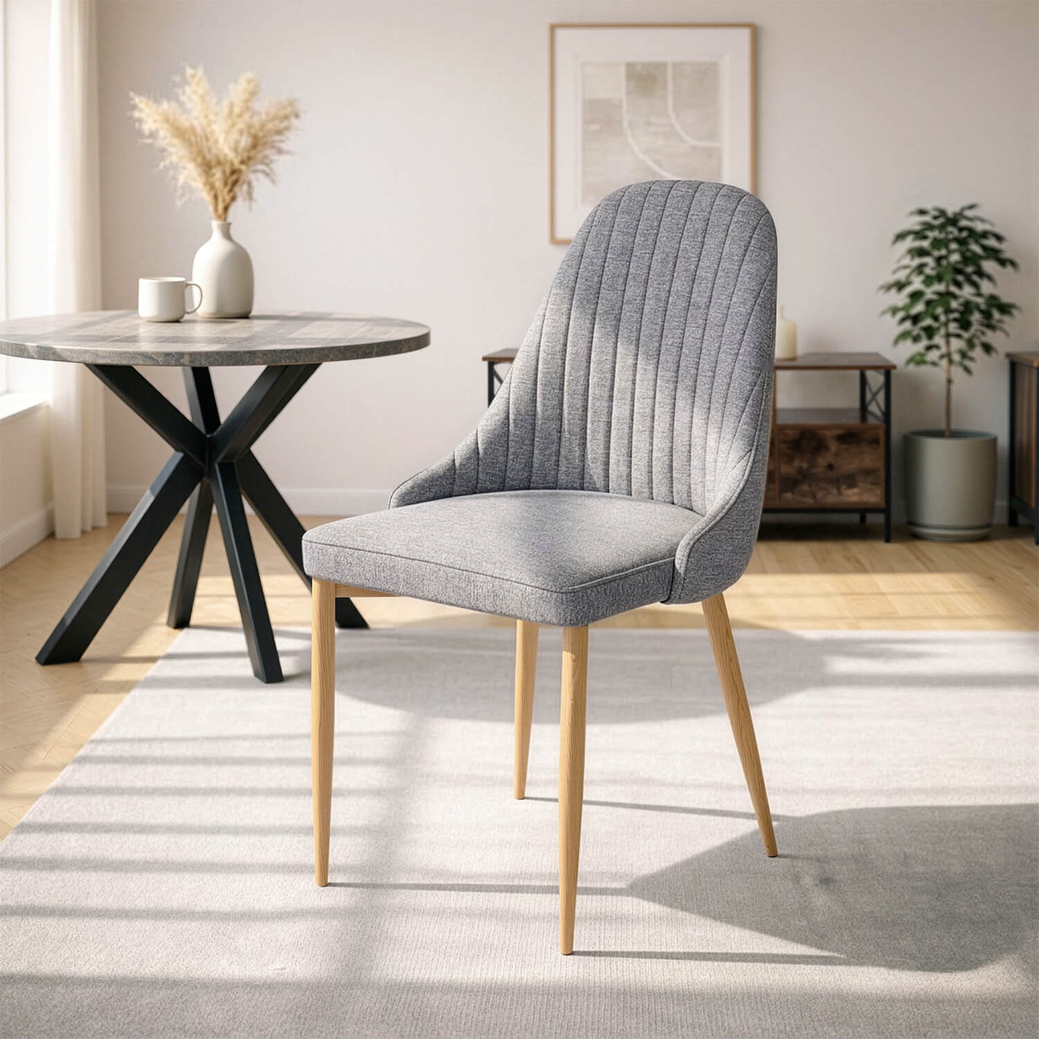Krzesło Tapicerowane do Jadalni TORINO Szare Nowoczesne ME.TORINO/P/D/T/K