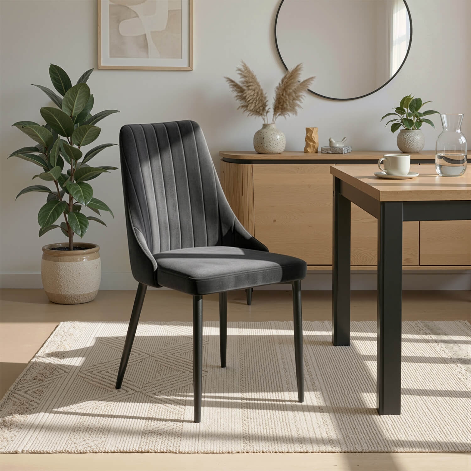 Zestaw 4x Krzesło Tapicerowane do Jadalni BARI Czarne Welurowe Nowoczesne BARI/CZ/V/Z4/K