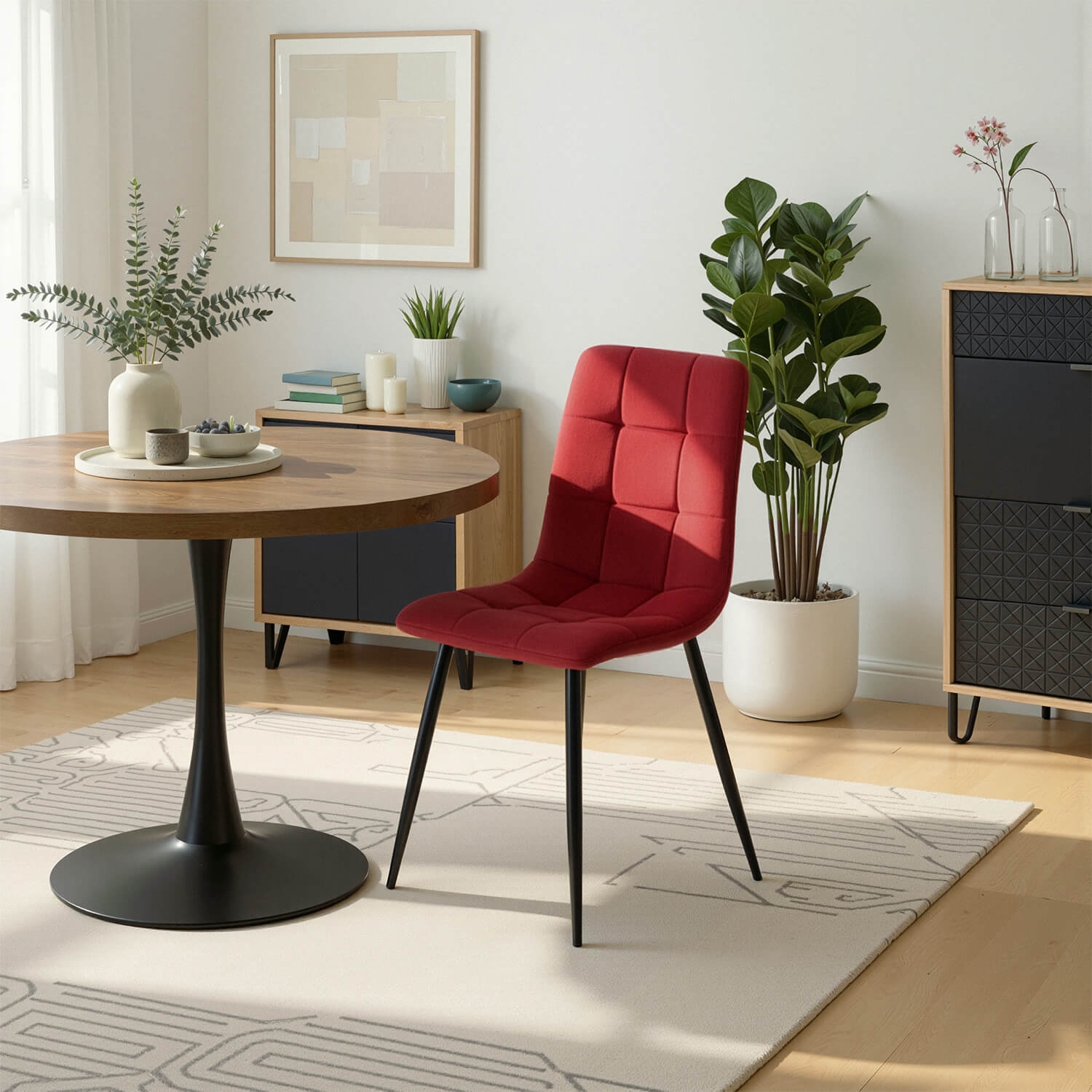 Zestaw 4x Krzesło Tapicerowane do Jadalni PERU Bordowe Welurowe Nowoczesne Loft PERU/BOR/V/Z4/K