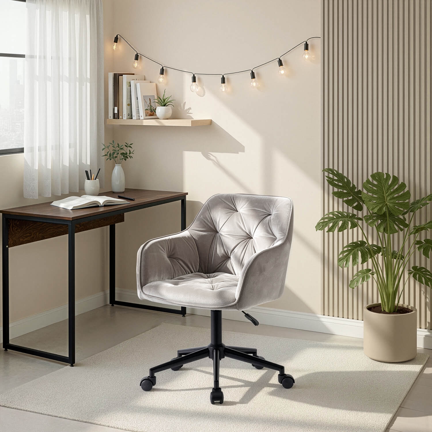 Fotel Młodzieżowy Obrotowy KONOR Szary Welurowy Nowoczesny ME.KONOR/P/CZ/V/FO