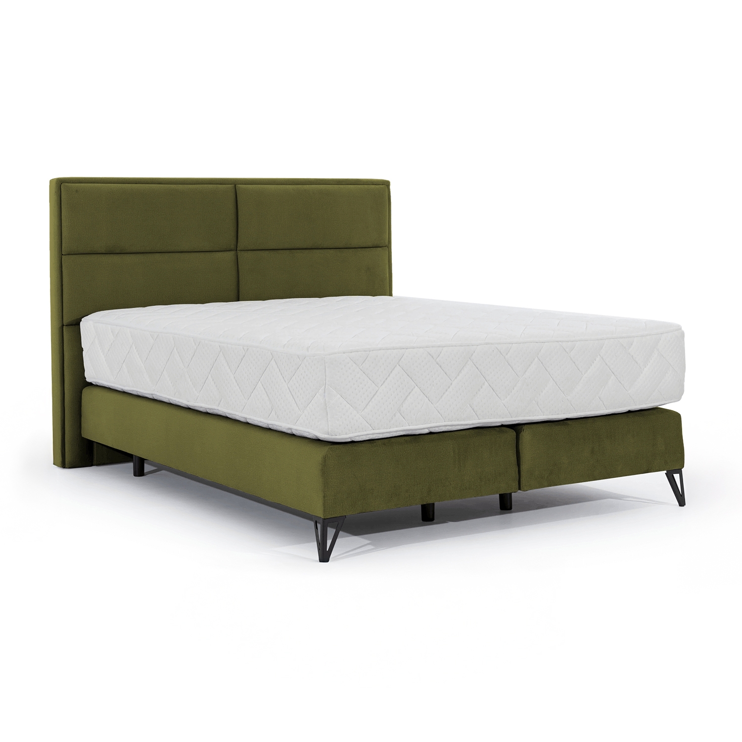 Łóżko Kontynentalne Tapicerowane SAFIRO 160x200 Oliwkowe eltap.SAF_04_1.6