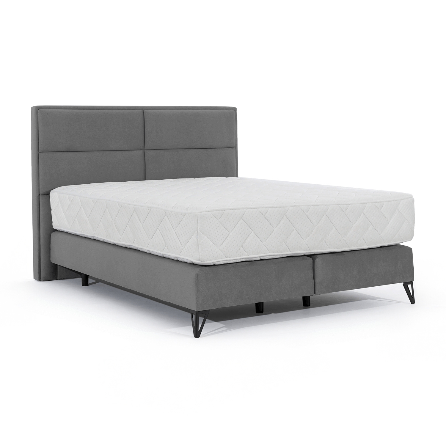 Łóżko Kontynentalne Tapicerowane SAFIRO 180x200 Szare eltap.SAF_10_1.8