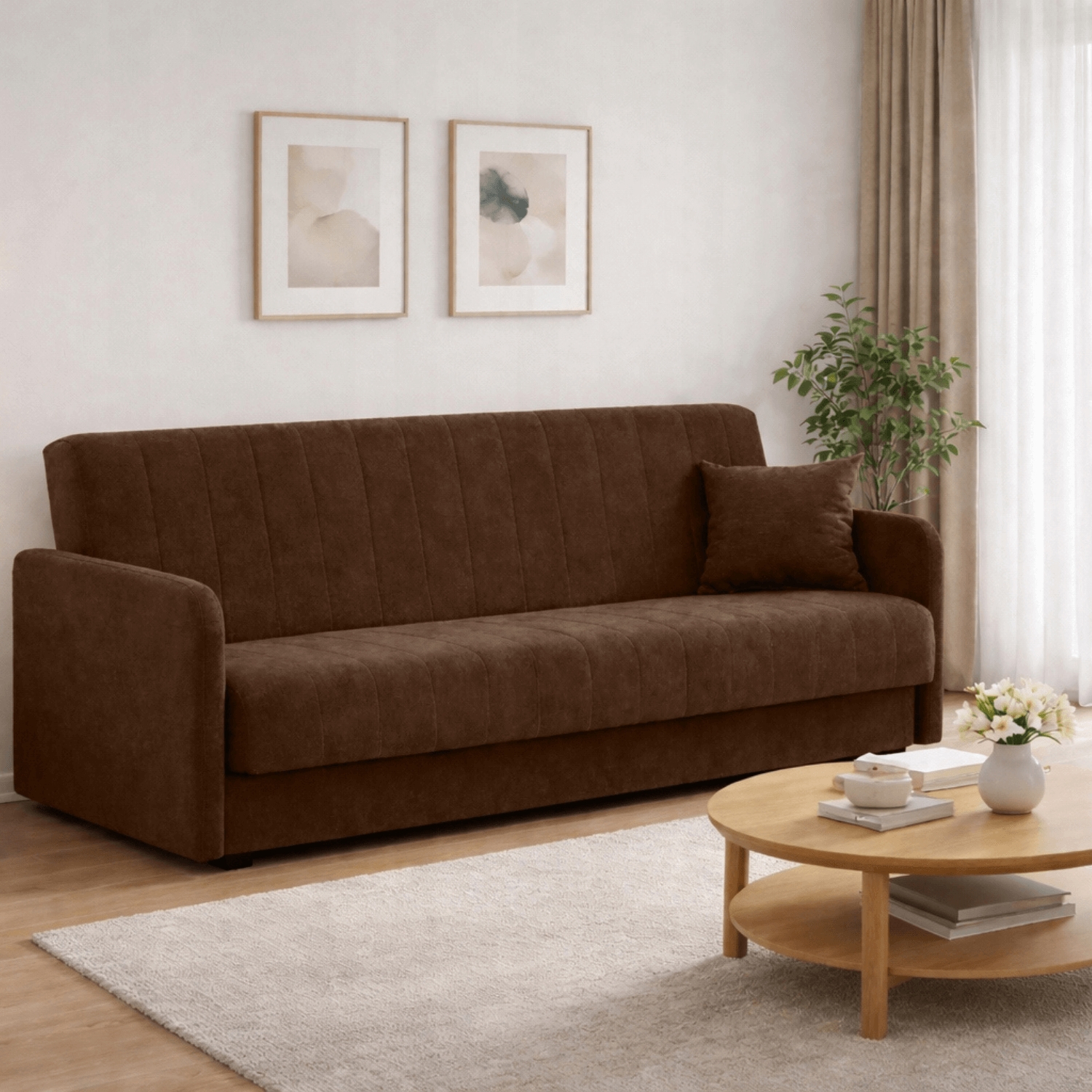 Sofa z Funkcją Spania PORTO Wersalka Rozkładana Dwuosobowa Ciemnobrązowa Nowoczesna do Salonu PPHUE.PIEER/SALLY4/WER