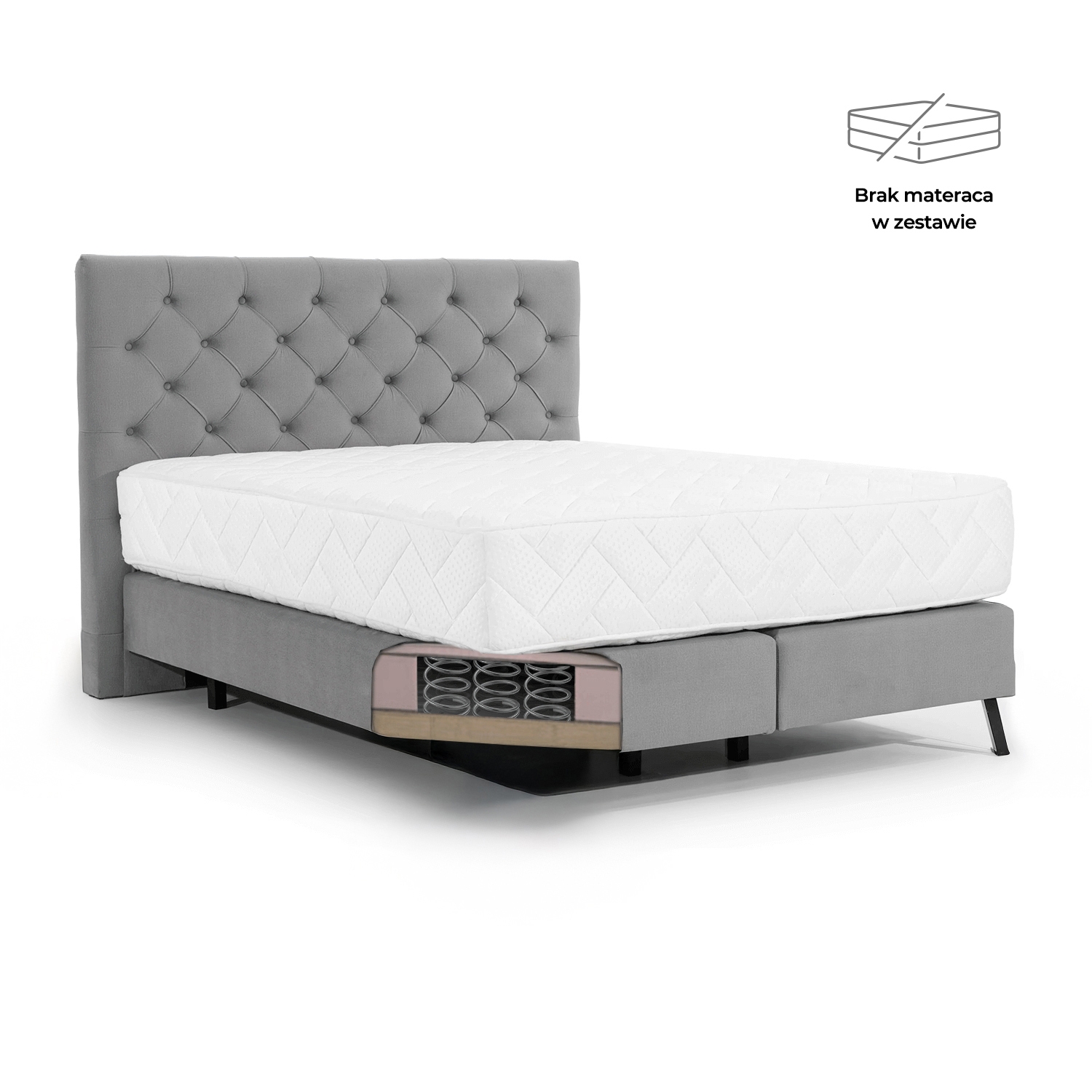 Łóżko Kontynentalne Tapicerowane CORTINA 180x200 Szare eltap.COR_10_1.8