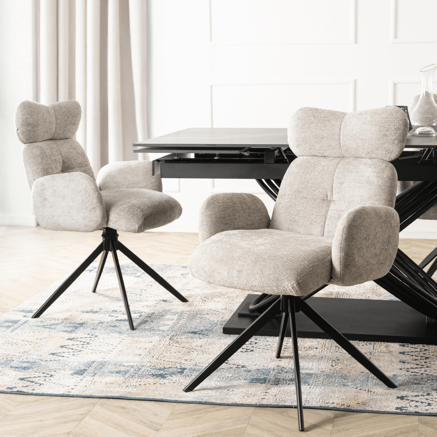 Krzesło Tapicerowane Obrotowe ALVARO Szare Boucle Nowoczesne ME.ALVARO/P/TB/K