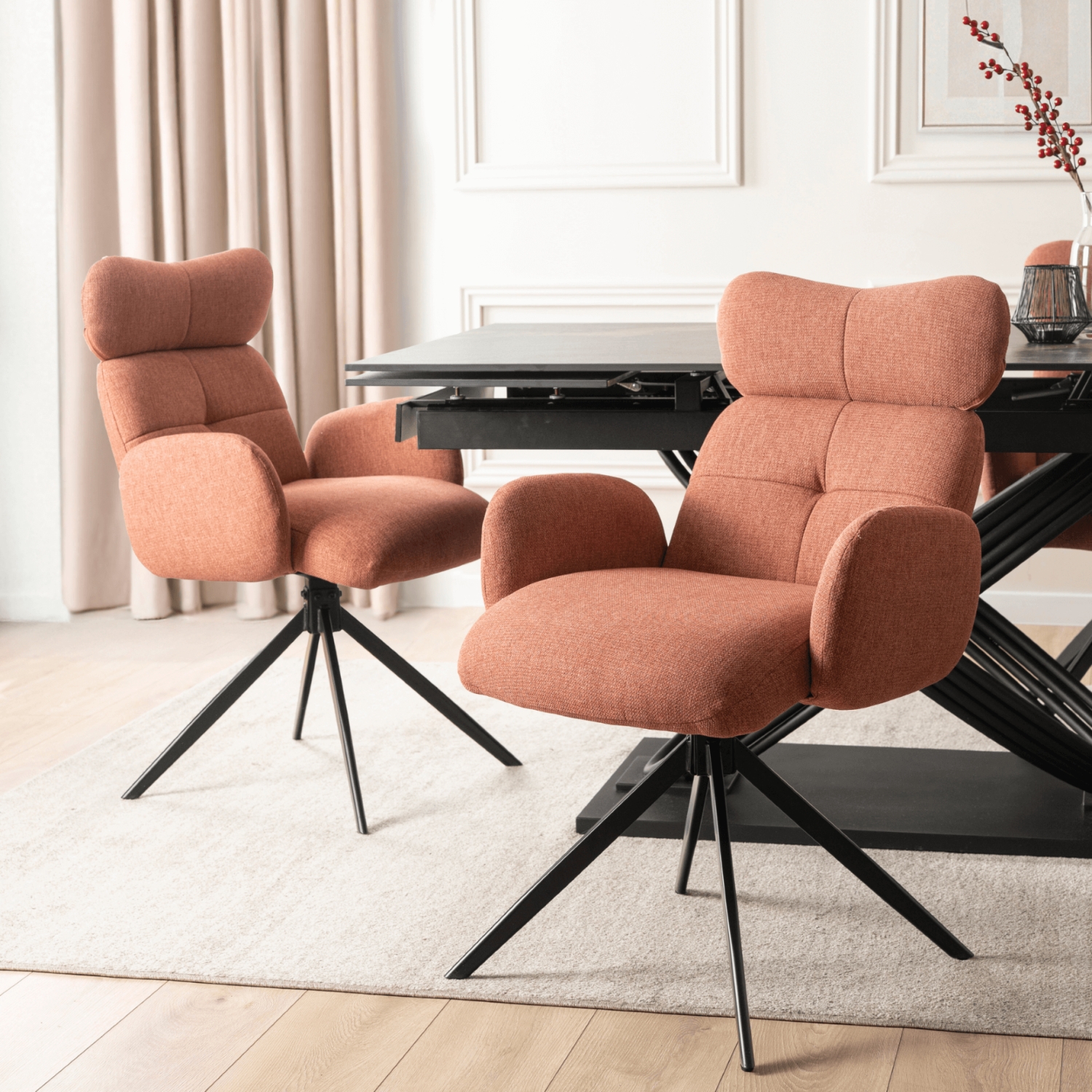 Krzesło Tapicerowane Obrotowe ALVARO Rude Nowoczesne ME.ALVARO/RD/T/K