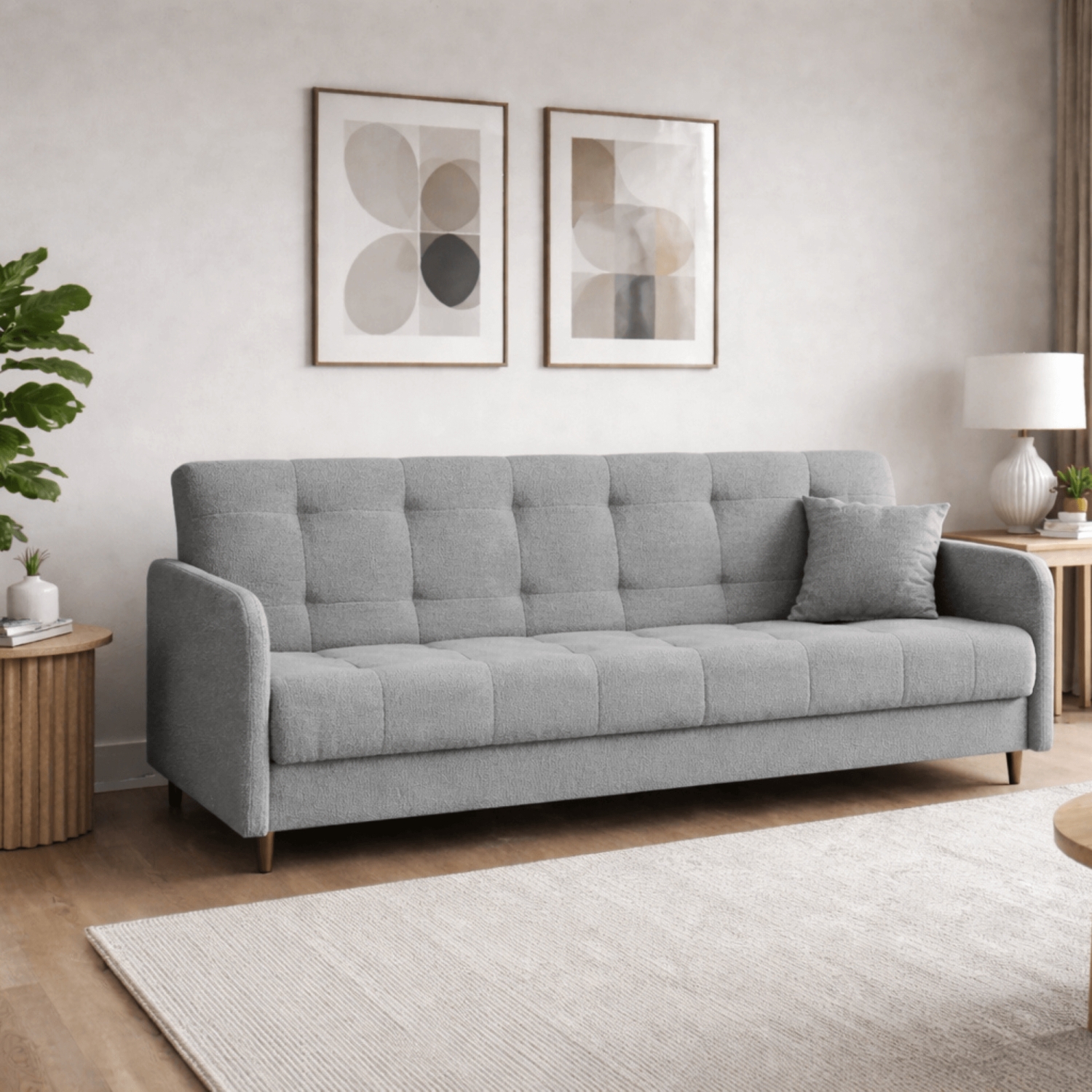 Sofa z Funkcją Spania TIVOLI Rozkładana Dwuosobowa Szara Boucle Nowoczesna PPHUE.MATTEO/QUELLE83/WER