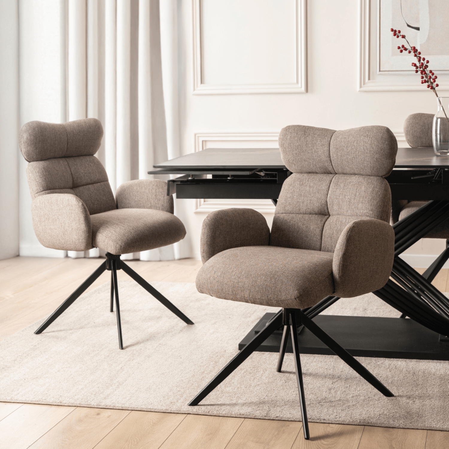 Krzesło Tapicerowane Obrotowe ALVARO Brązowe Nowoczesne ME.ALVARO/BR/T/K