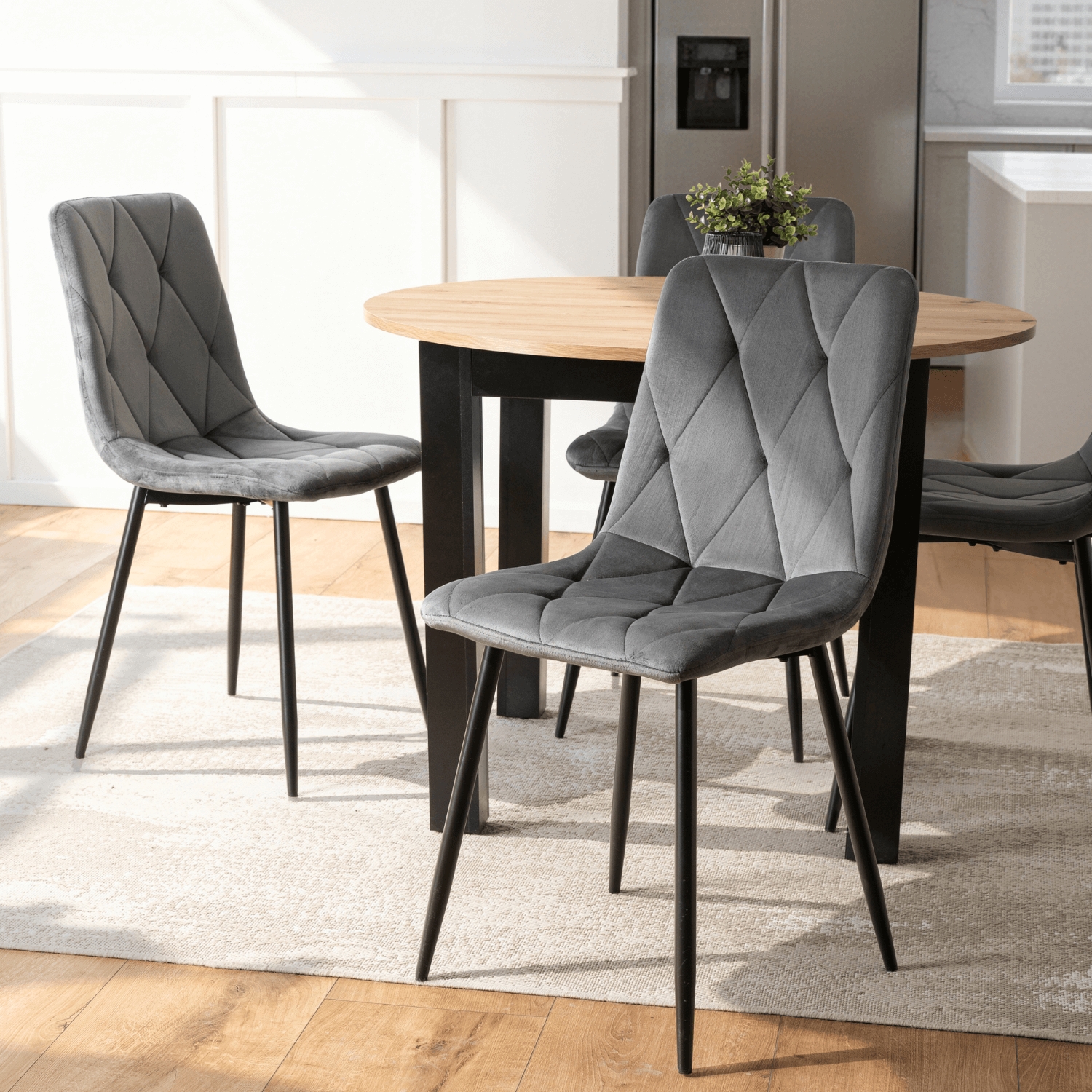 Krzesło Tapicerowane do Salonu ROBIN Szare Welurowe Nowoczesne Loft ME.ROBIN/P/V/K