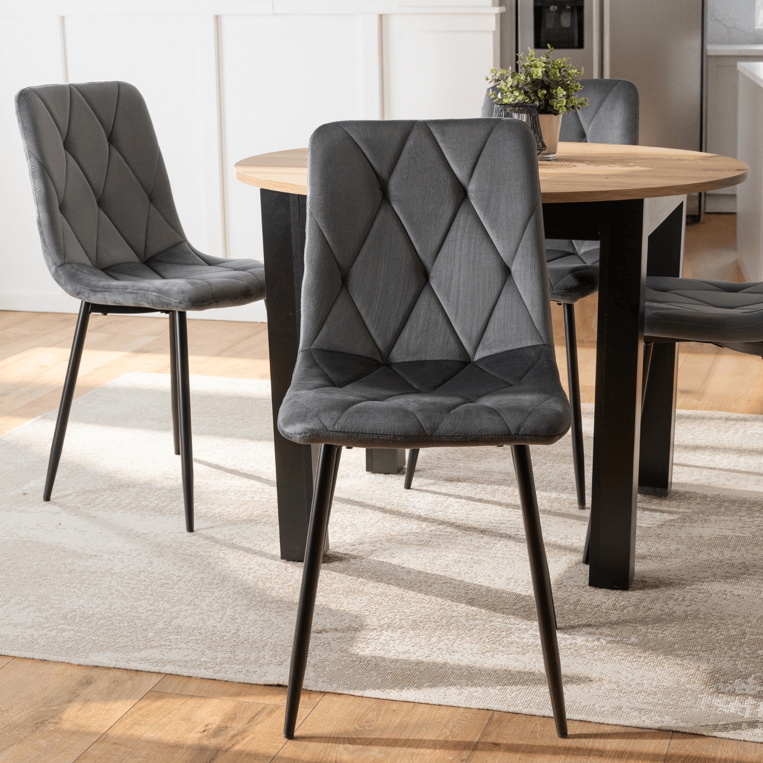 Krzesło Tapicerowane do Salonu ROBIN Szare Welurowe Nowoczesne Loft ME.ROBIN/P/V/K