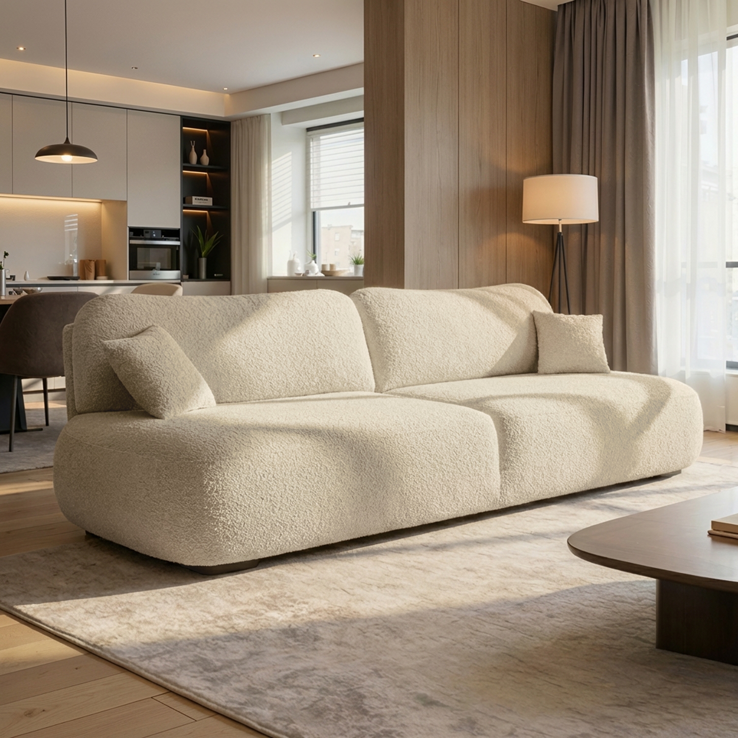 Sofa AVERIO Rozkładana Dwuosobowa Beżowa Boucle Nowoczesna ME.APOLLO/MARCELLO20/SOF