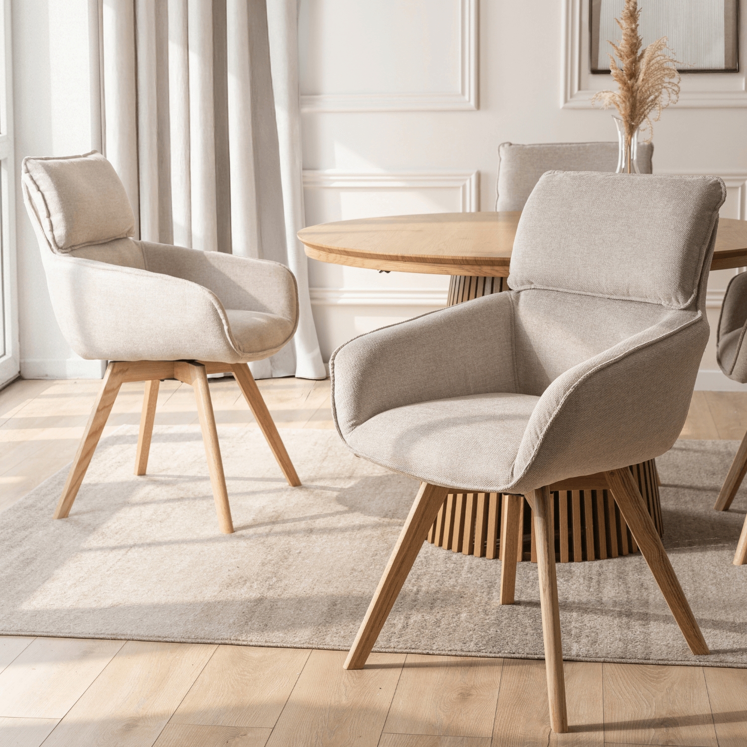 Krzesło Tapicerowane Obrotowe DIAS Beżowe Nowoczesne ME.DIAS/BZ/T/K