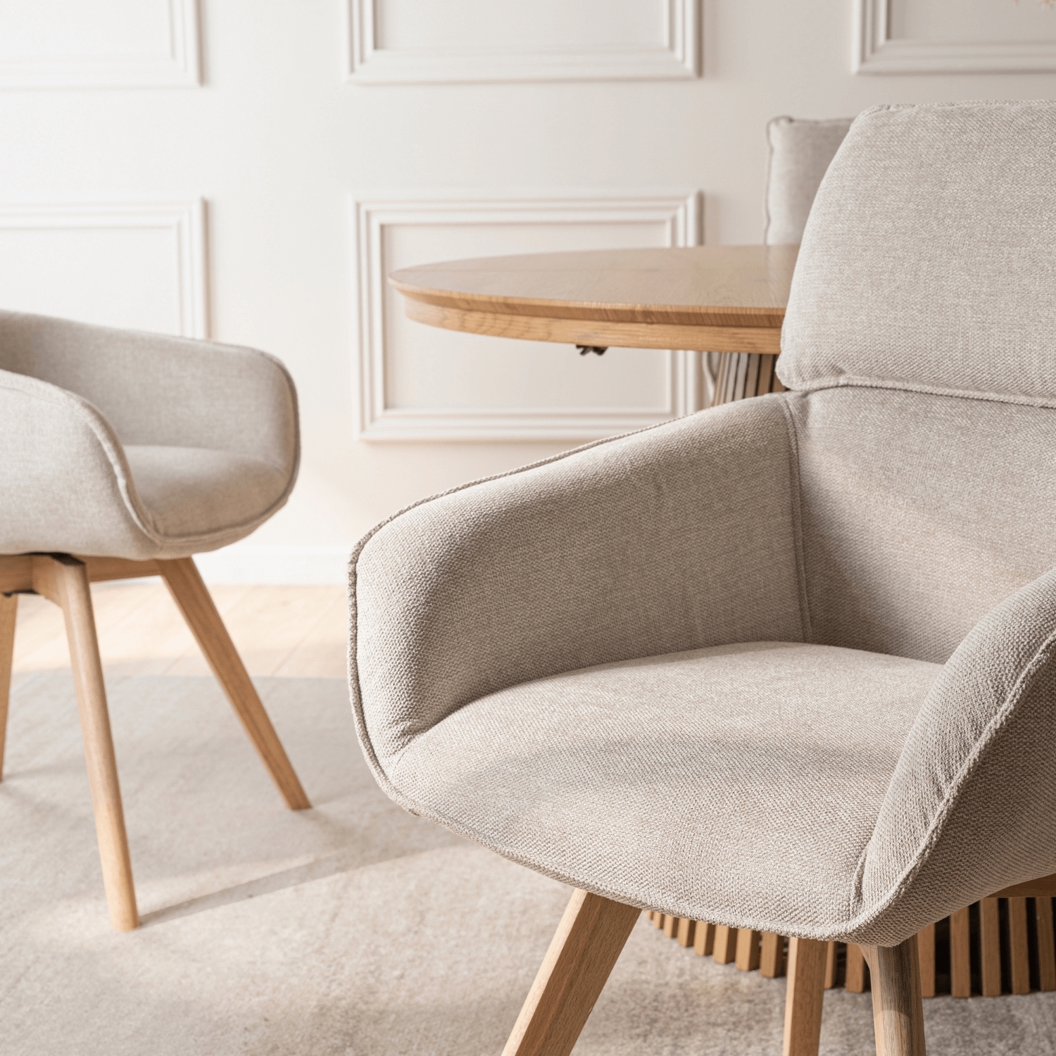 Krzesło Tapicerowane Obrotowe DIAS Beżowe Nowoczesne ME.DIAS/BZ/T/K