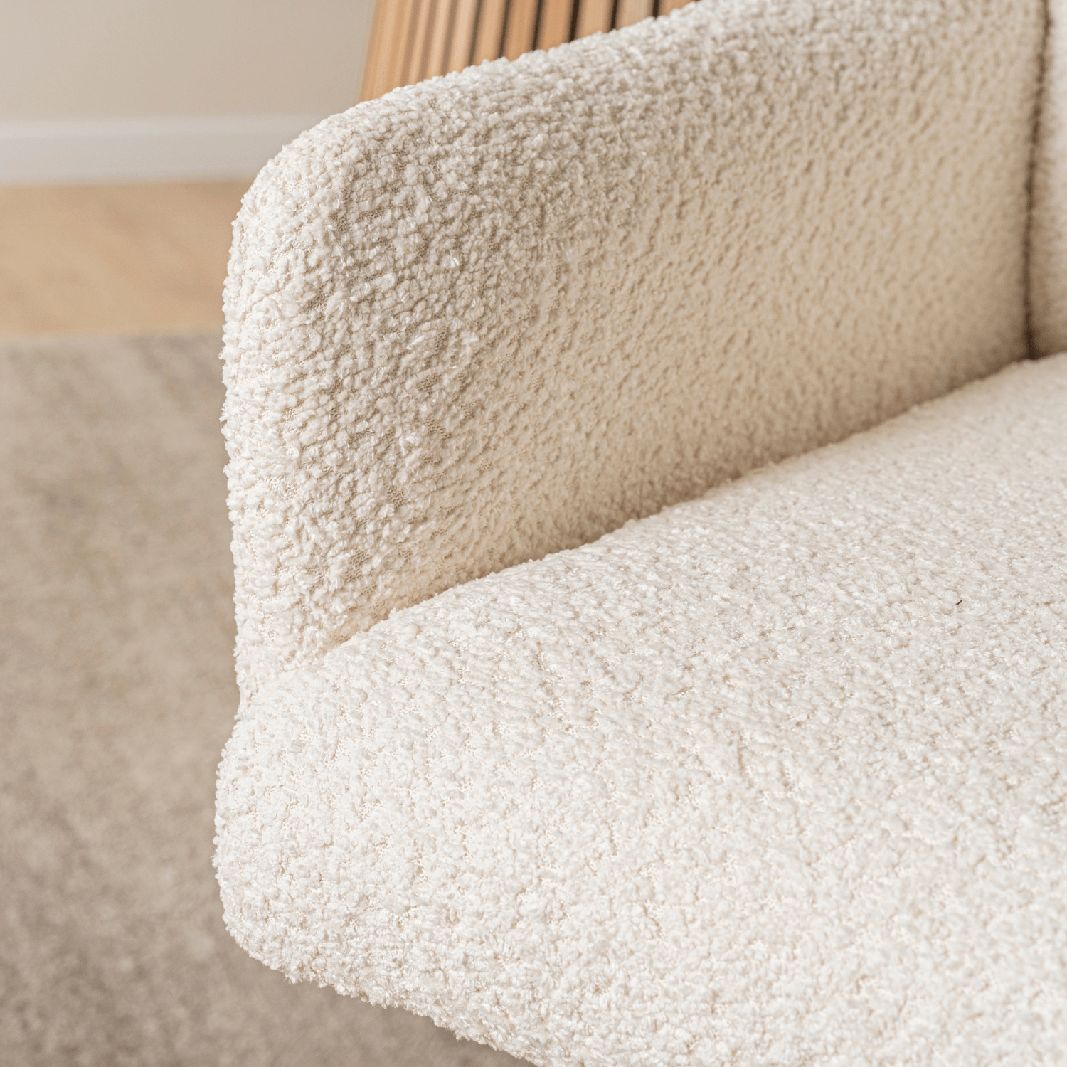 Krzesło Tapicerowane Obrotowe WILLA Kremowe Nowoczesne Boucle ME.WILLA/KR/D/T/K