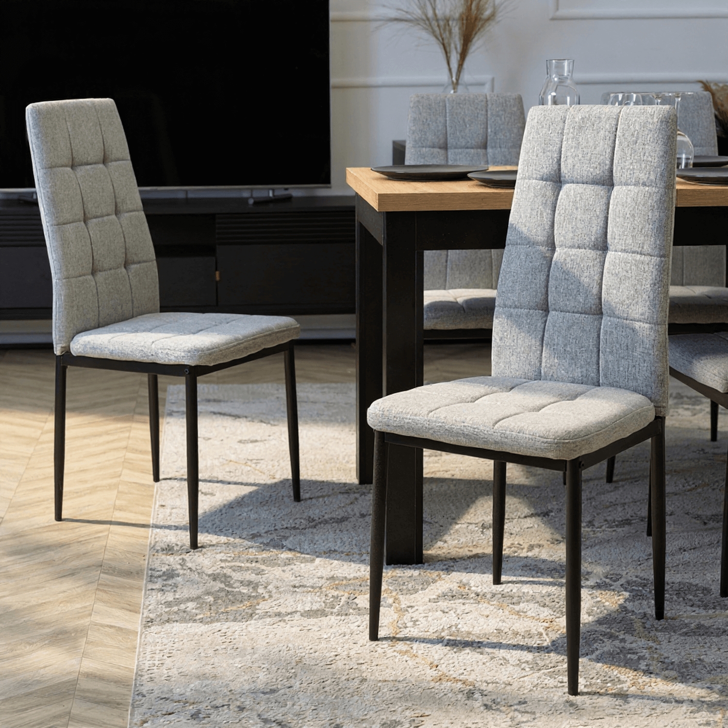 Zestaw 4x Krzesło Tapicerowane do Jadalni TEX Szare Nowoczesne Loft TEX/P/T/Z4/K