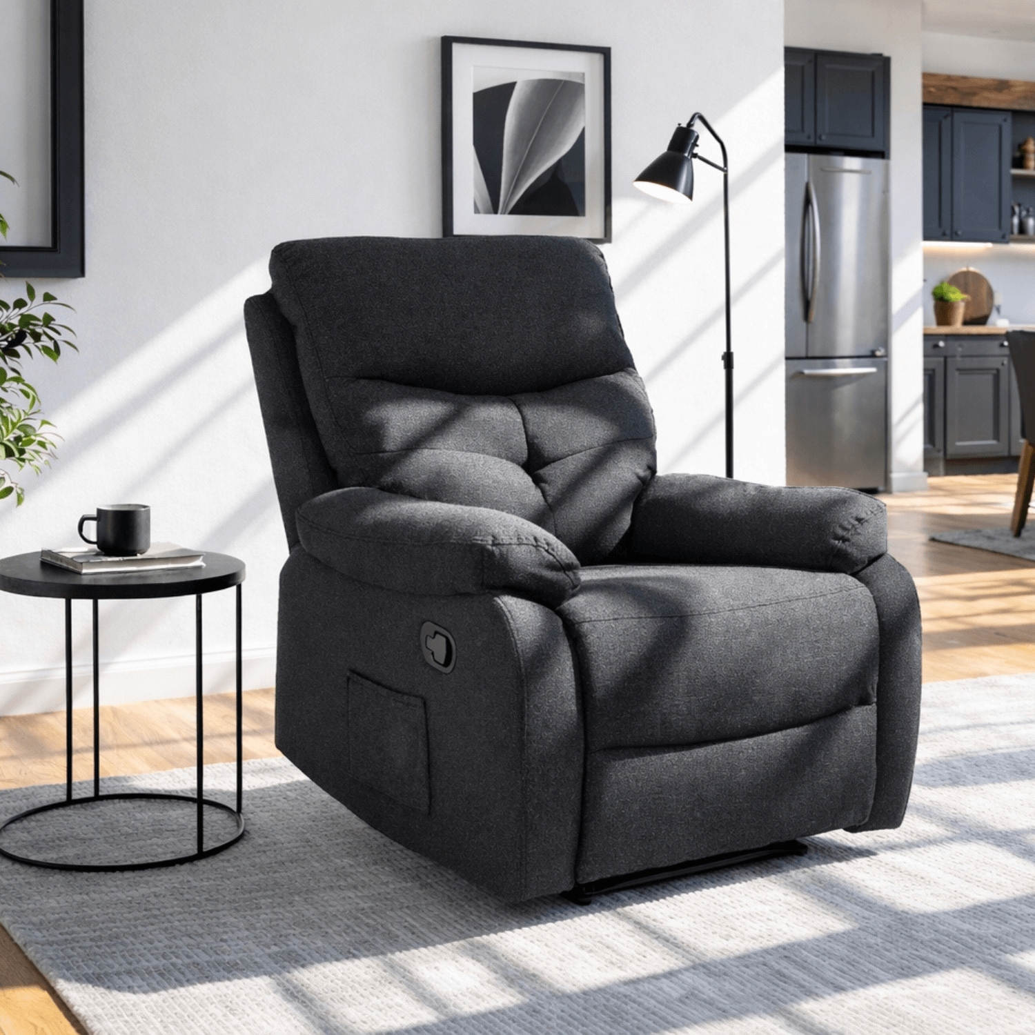 Fotel Masujący Rozkładany z Podnóżkiem INTER 2 Czarny Nowoczesny ME.INTER2/CZ/T/FW