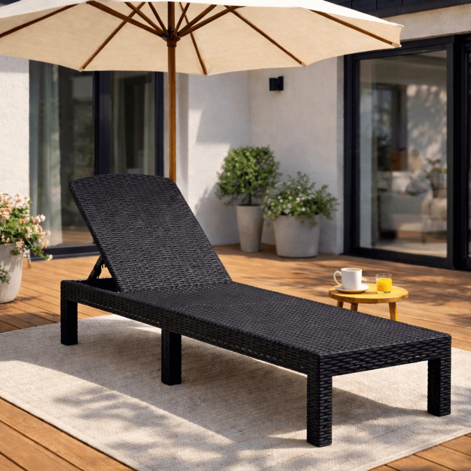 Fotel Ogrodowy Leżak ARIZONA Technorattan Czarny ME.ARIZONA/CZ/RT/OGR/LEZ