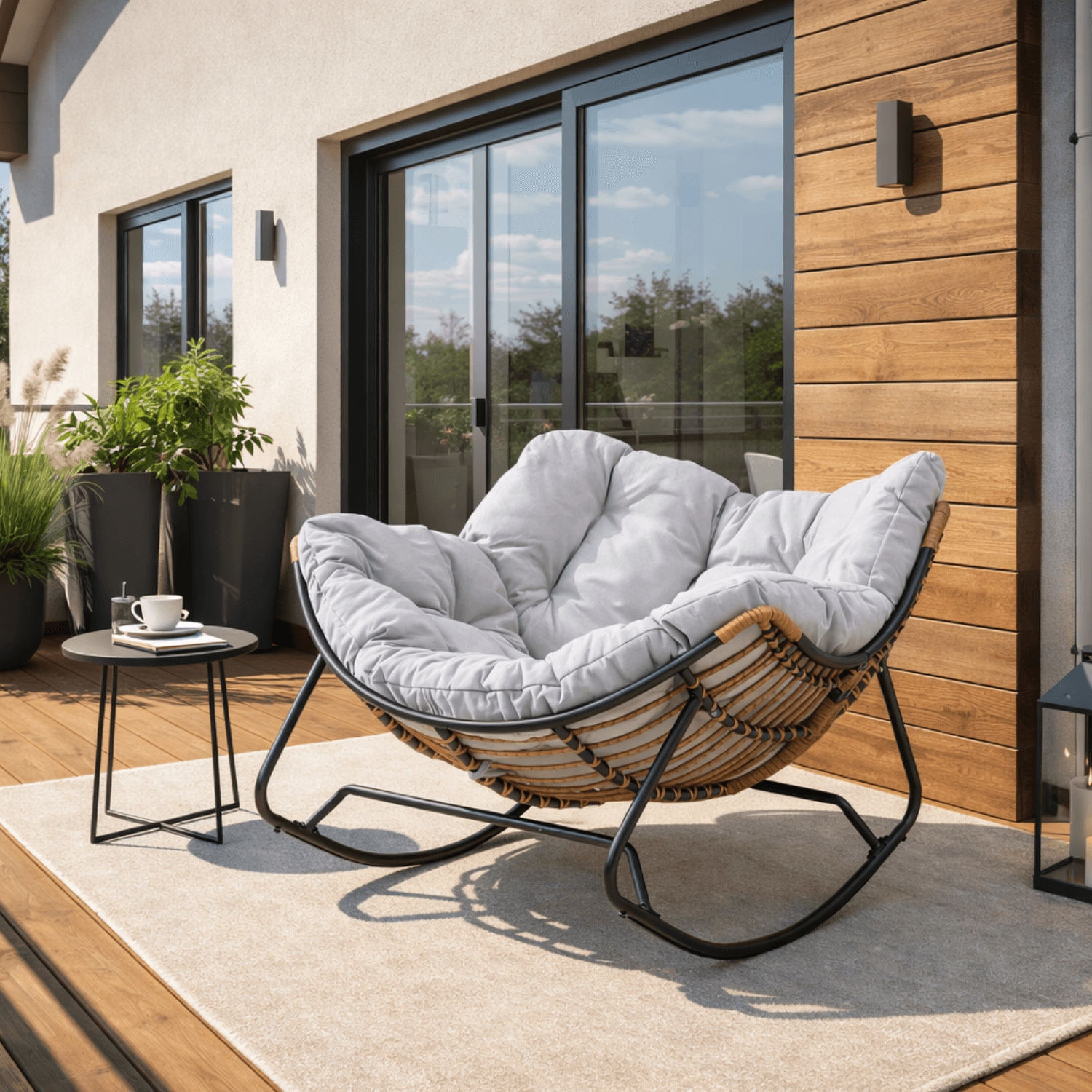 Fotel Bujany Ogrodowy ELTON na Płozach Szary Nowoczesny ME.ELTON/P/T/FW