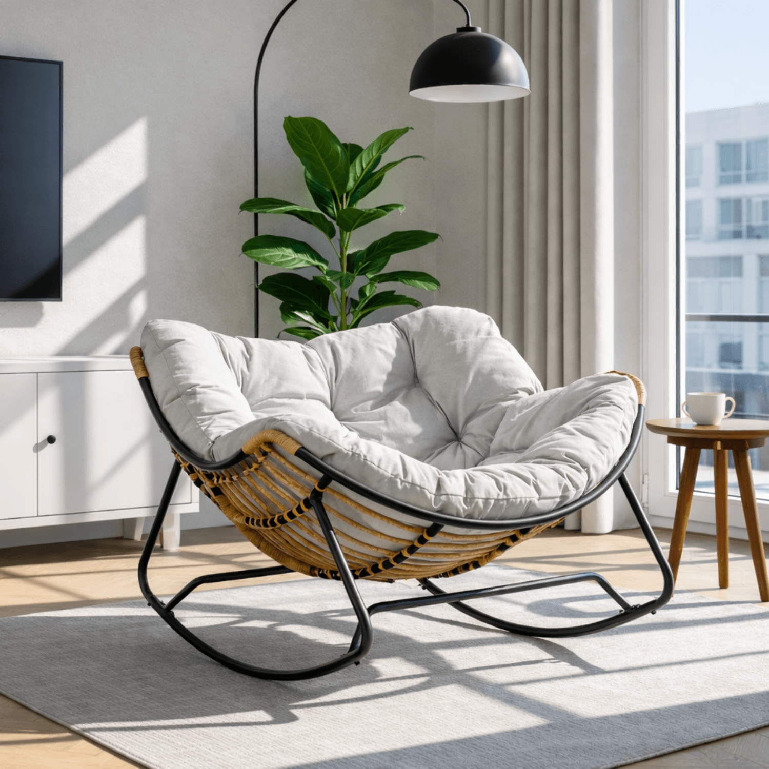 Fotel Bujany Wypoczynkowy ELTON na Płozach Szary Nowoczesny ME.ELTON/P/T/FW