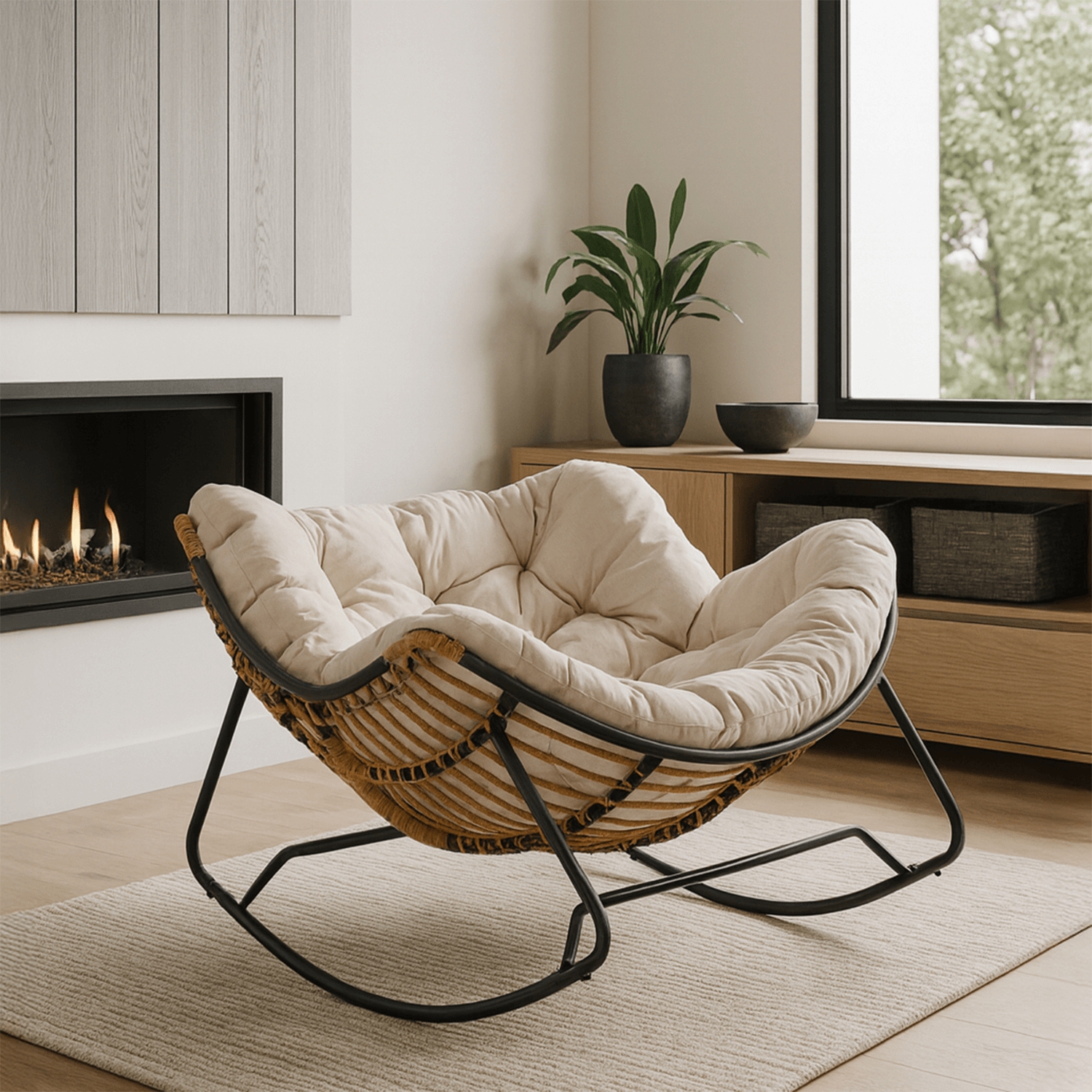 Fotel Bujany Wypoczynkowy ELTON na Płozach Beżowy Nowoczesny ME.ELTON/BZ/T/FW