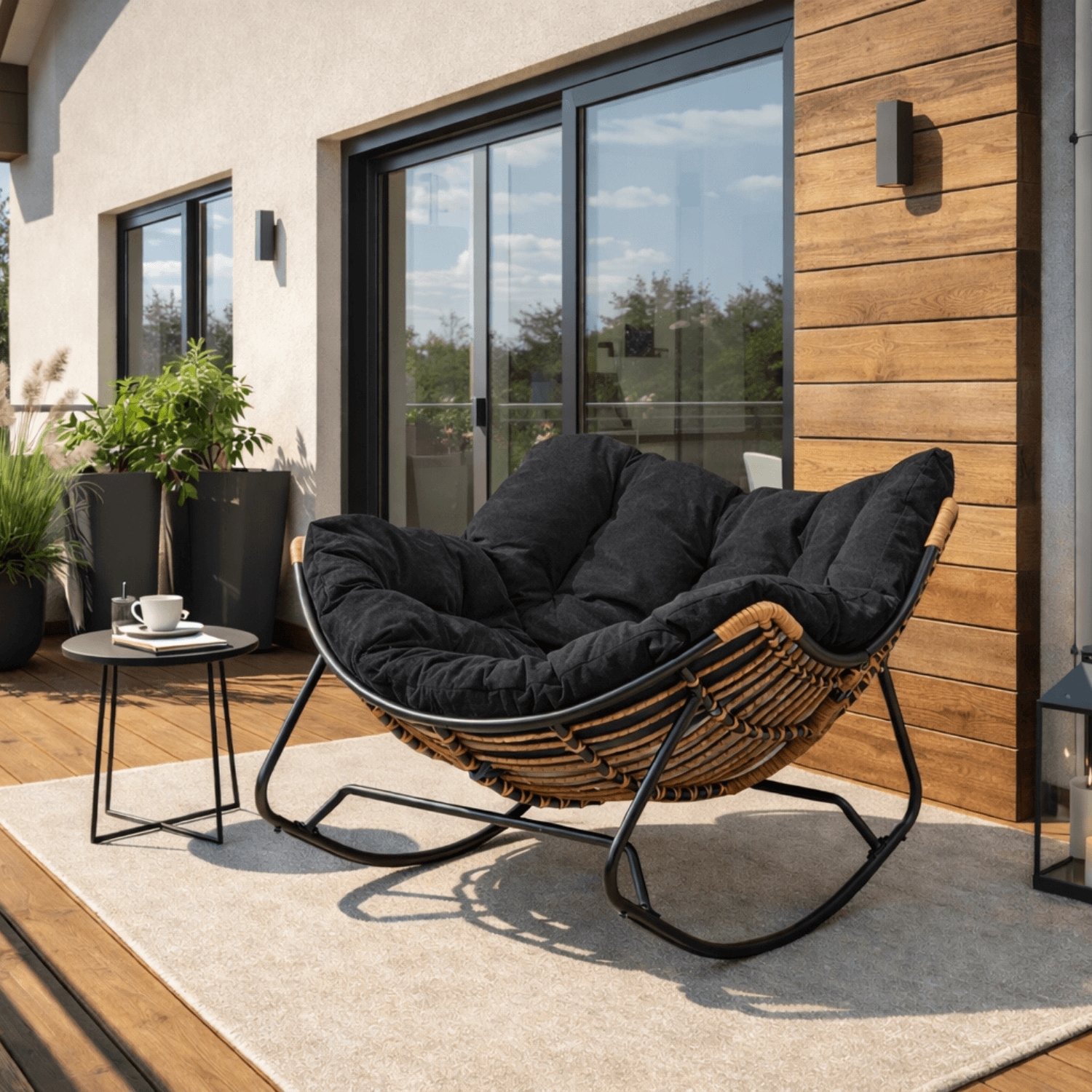 Fotel Bujany Ogrodowy ELTON na Płozach Czarny Nowoczesny ME.ELTON/CZ/T/FW