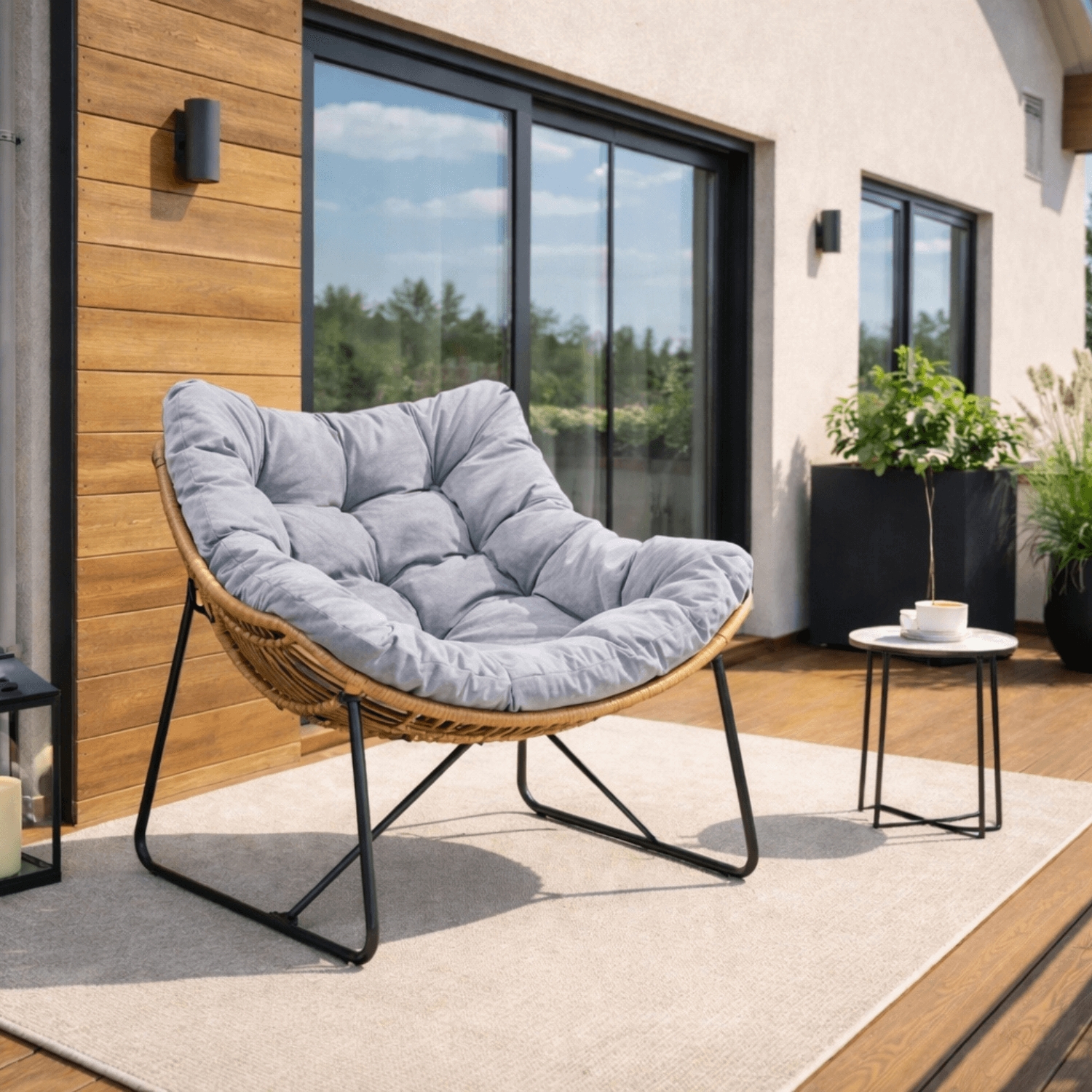 Fotel Wypoczynkowy Ogrodowy FIN na Płozach Szary Nowoczesny ME.FIN/P/T/FW