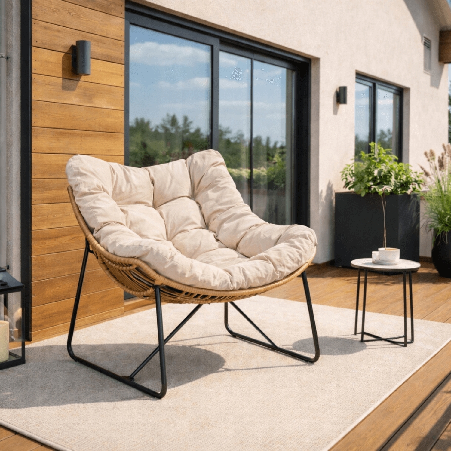 Fotel Wypoczynkowy Ogrodowy FIN na Płozach Beżowy Nowoczesny ME.FIN/BZ/T/FW