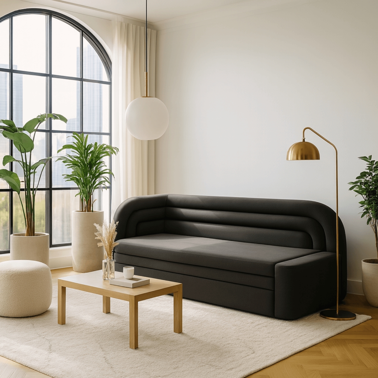 Sofa Tapczan z Funkcją Spania FABILLO Rozkładana Lewostronna Szara Nowoczesna eltap.SO-FAB-LT-06SO