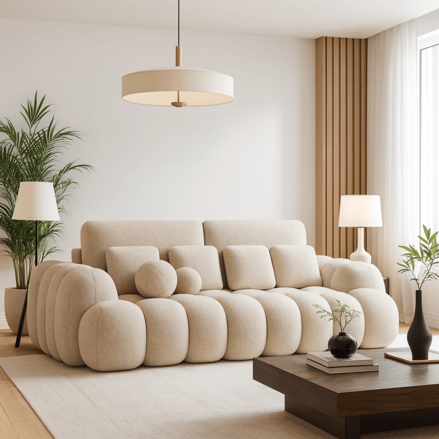 Sofa z Funkcją Spania COTONN Rozkładana Jasnobeżowa Nowoczesna eltap.SO-COT-18ROY