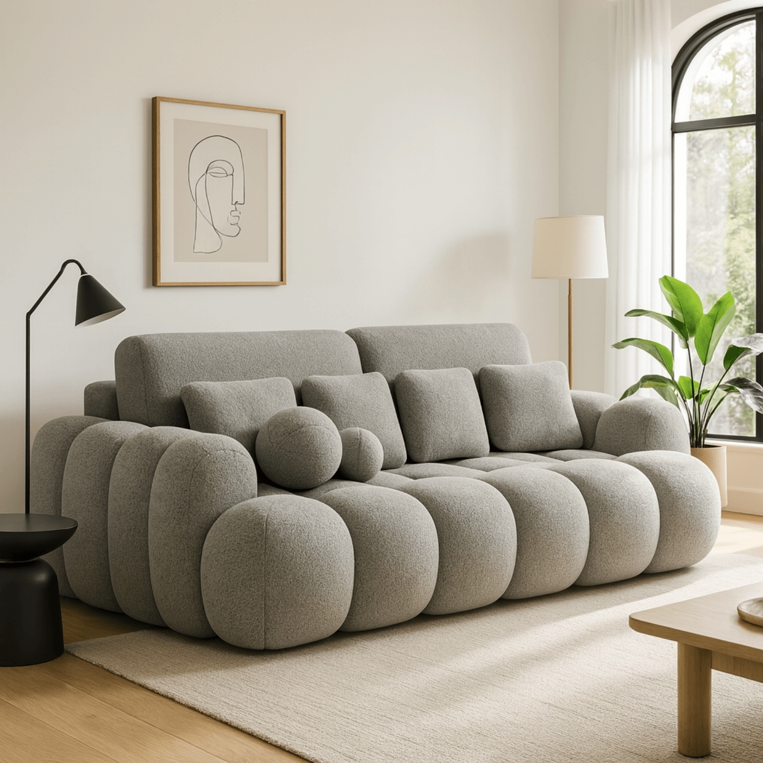 Sofa z Funkcją Spania COTONN Rozkładana Jasnoszara Nowoczesna eltap.SO-COT-04ROY