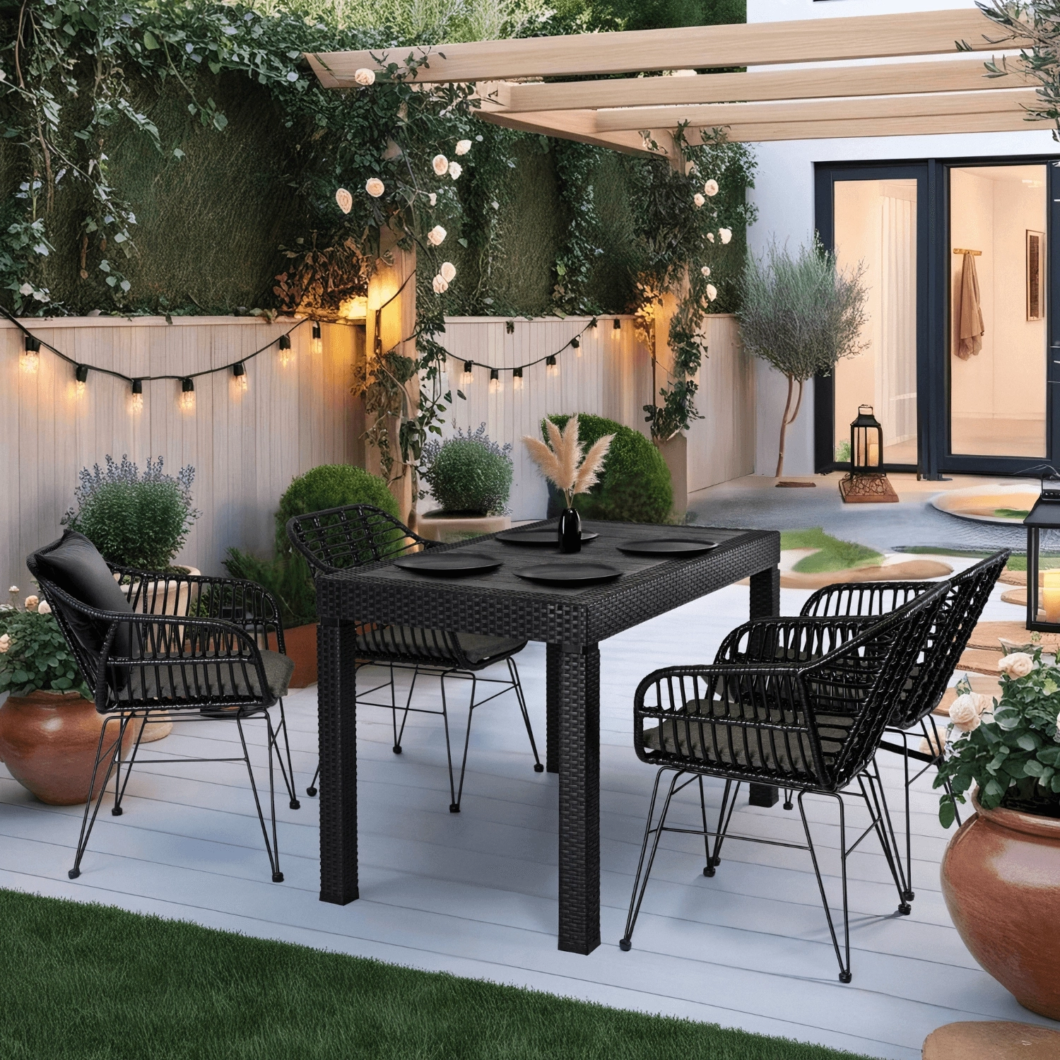 Krzesło Ogrodowe Rattanowe MUSA Czarne ME.MUSA/CZ/CZ/RT/K