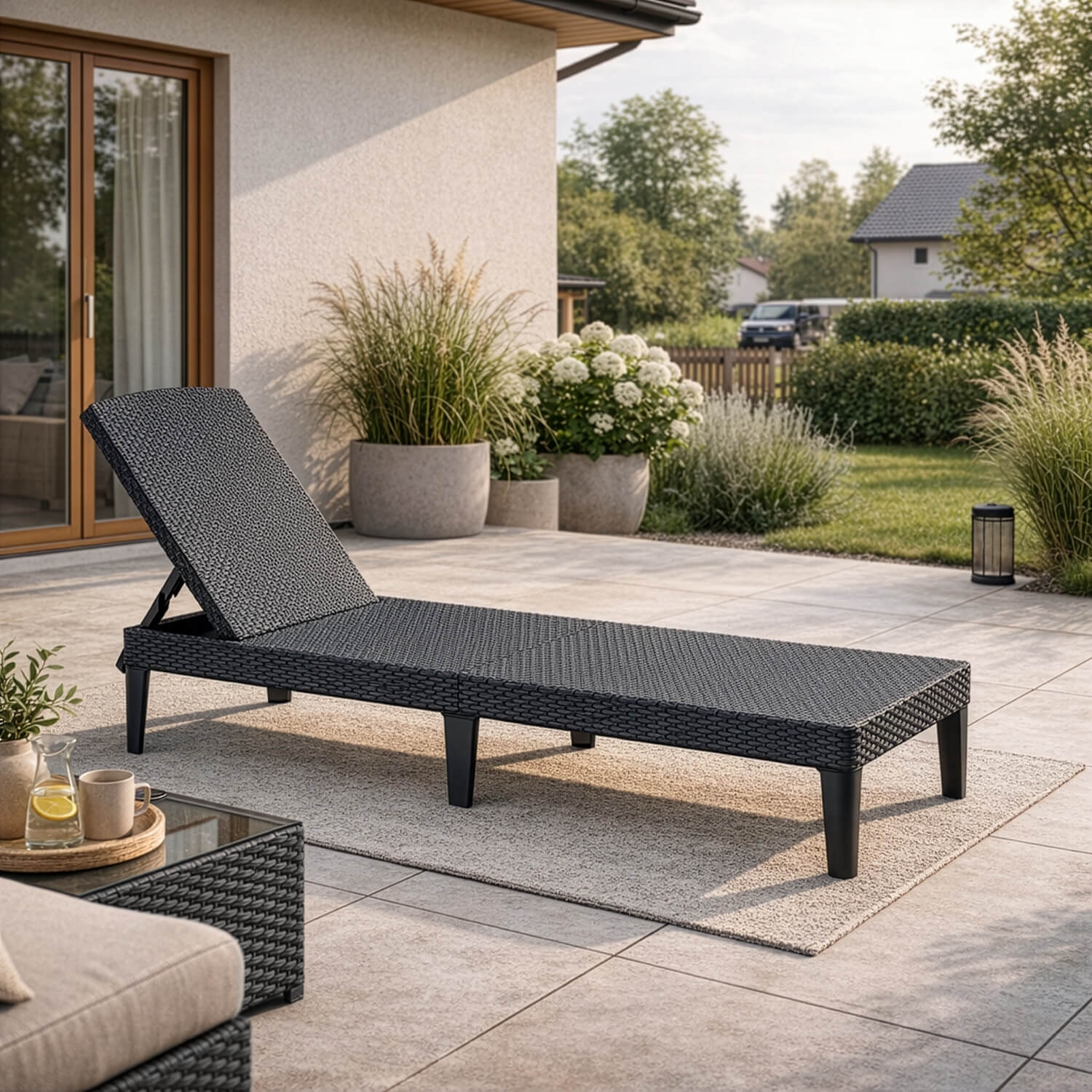 Fotel Ogrodowy Leżak ARIZONA Technorattan Czarny ME.ARIZONA/CZ/RT/OGR/LEZ