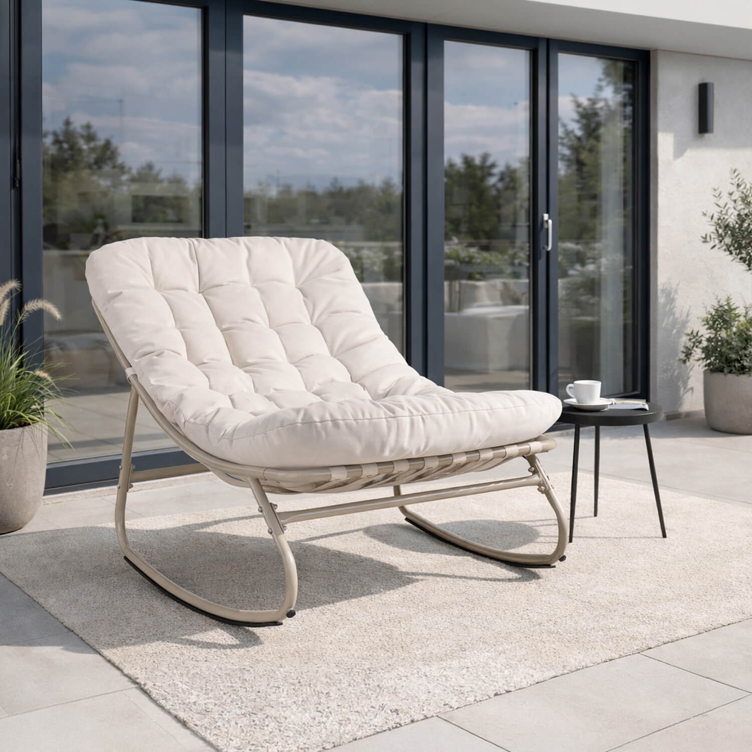 Fotel Bujany Wypoczynkowy AURORA na Płozach Beżowy/Kaszmir Nowoczesny ME.AURORA/BZ/KASZ/T/FW