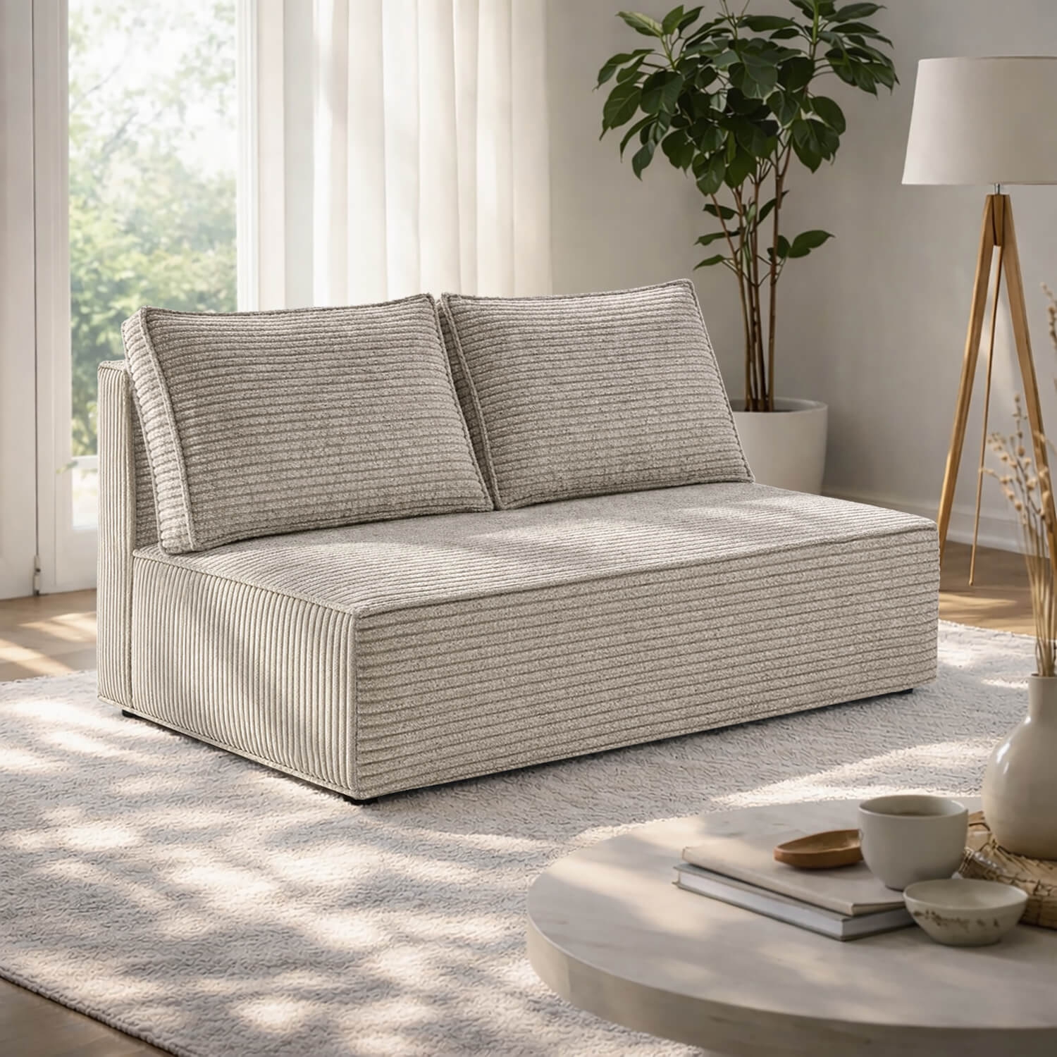 Sofa z Funkcją Spania MAVIA Beżowa Sztruksowa Nowoczesna ME.LAURA/APOLLO86/SOF