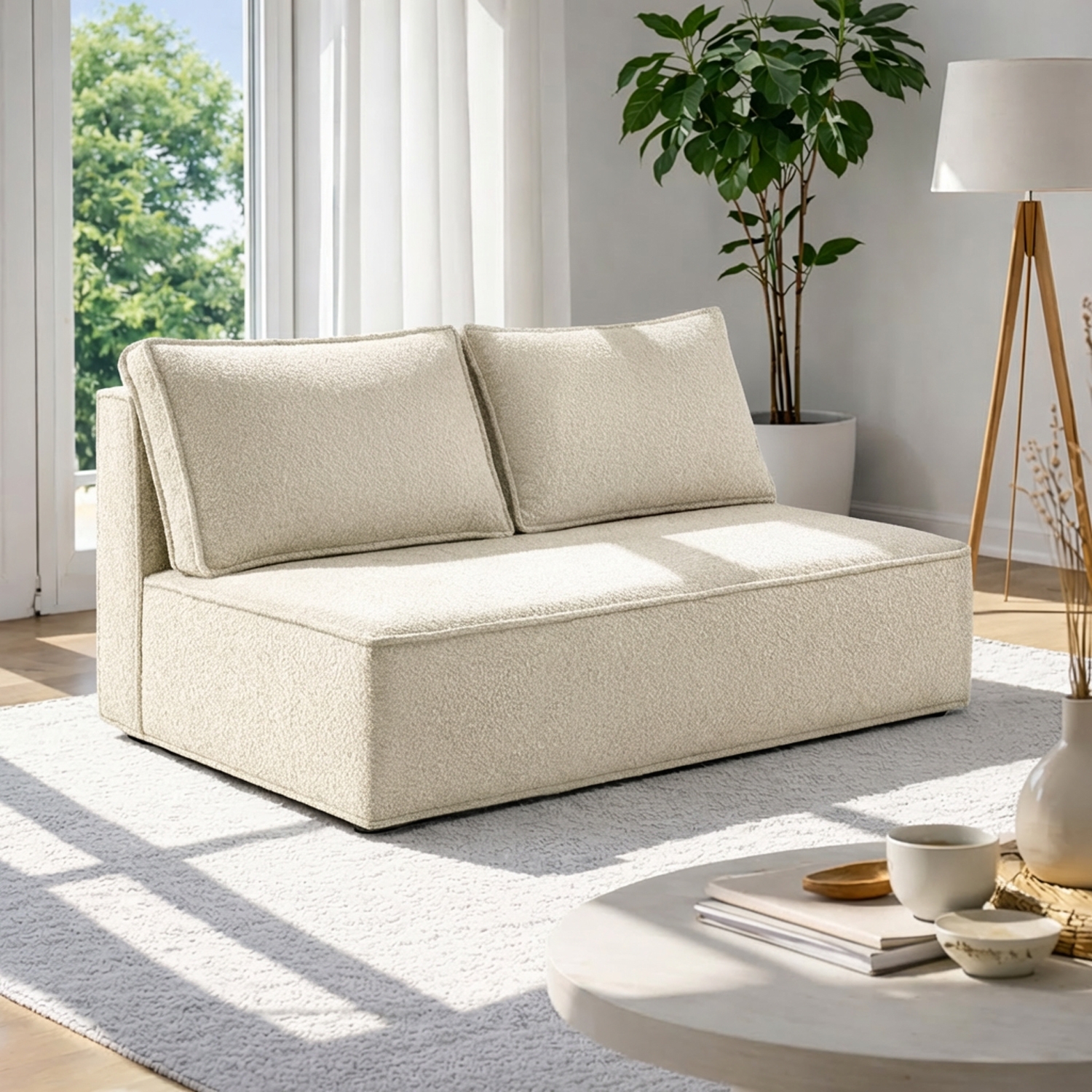 Sofa z Funkcją Spania MAVIA Kremowa Boucle Nowoczesna ME.LAURA/MARCELLO1/SOF