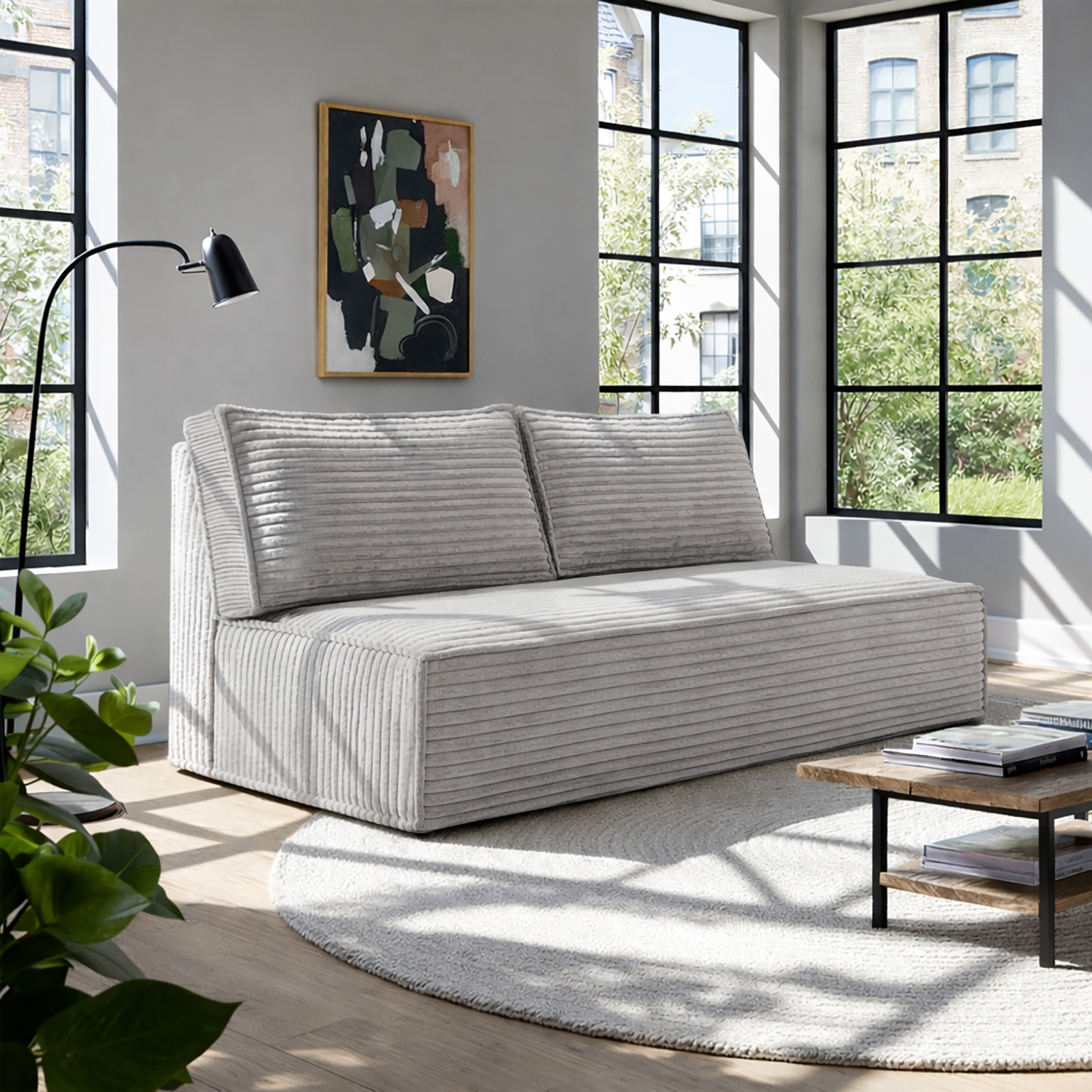 Sofa z Funkcją Spania MAVIA Szara Sztruksowa Nowoczesna ME.LAURA/TILIA86/SOF