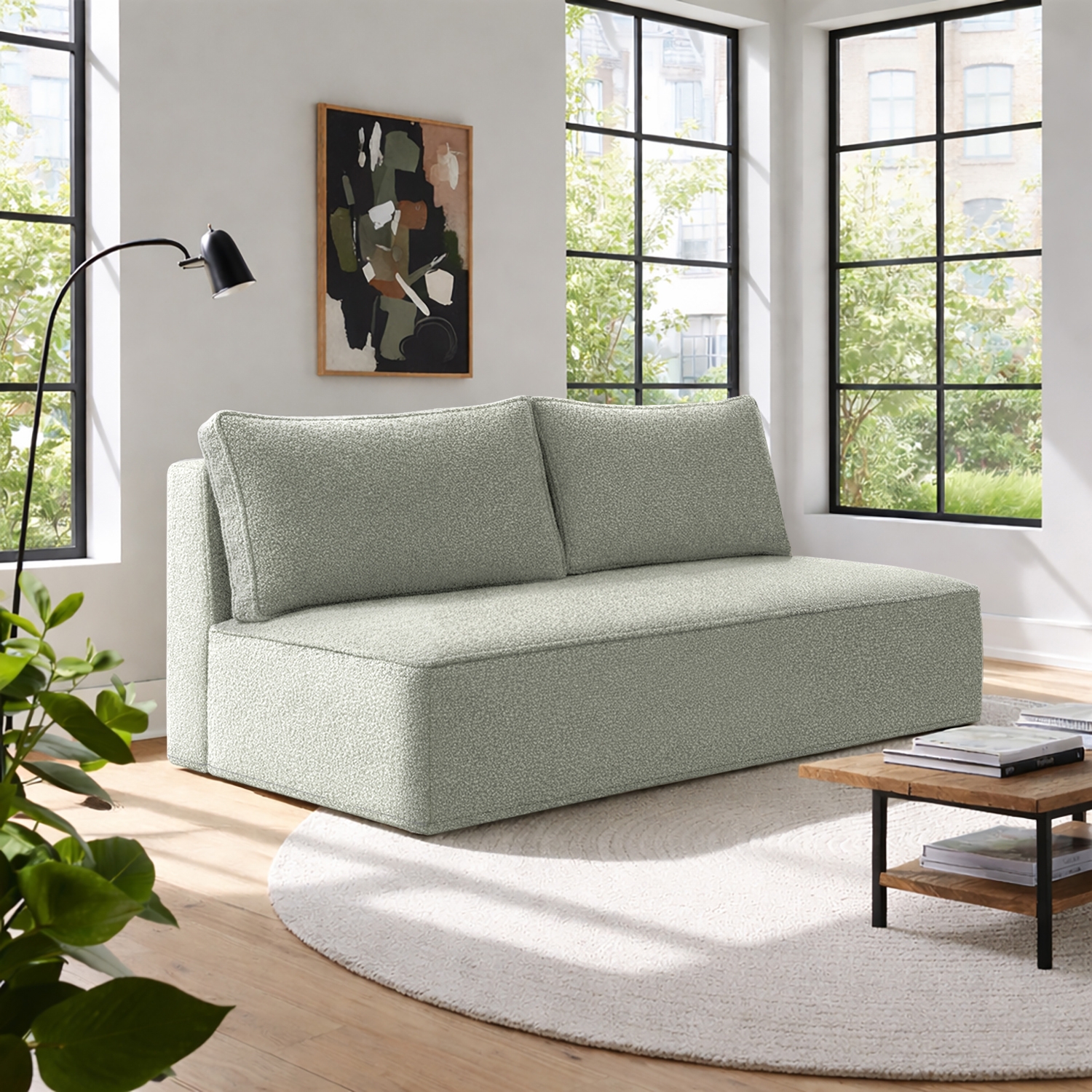 Sofa z Funkcją Spania MAVIA Szara Boucle Nowoczesna ME.LAURA/WOOLLY11/SOF