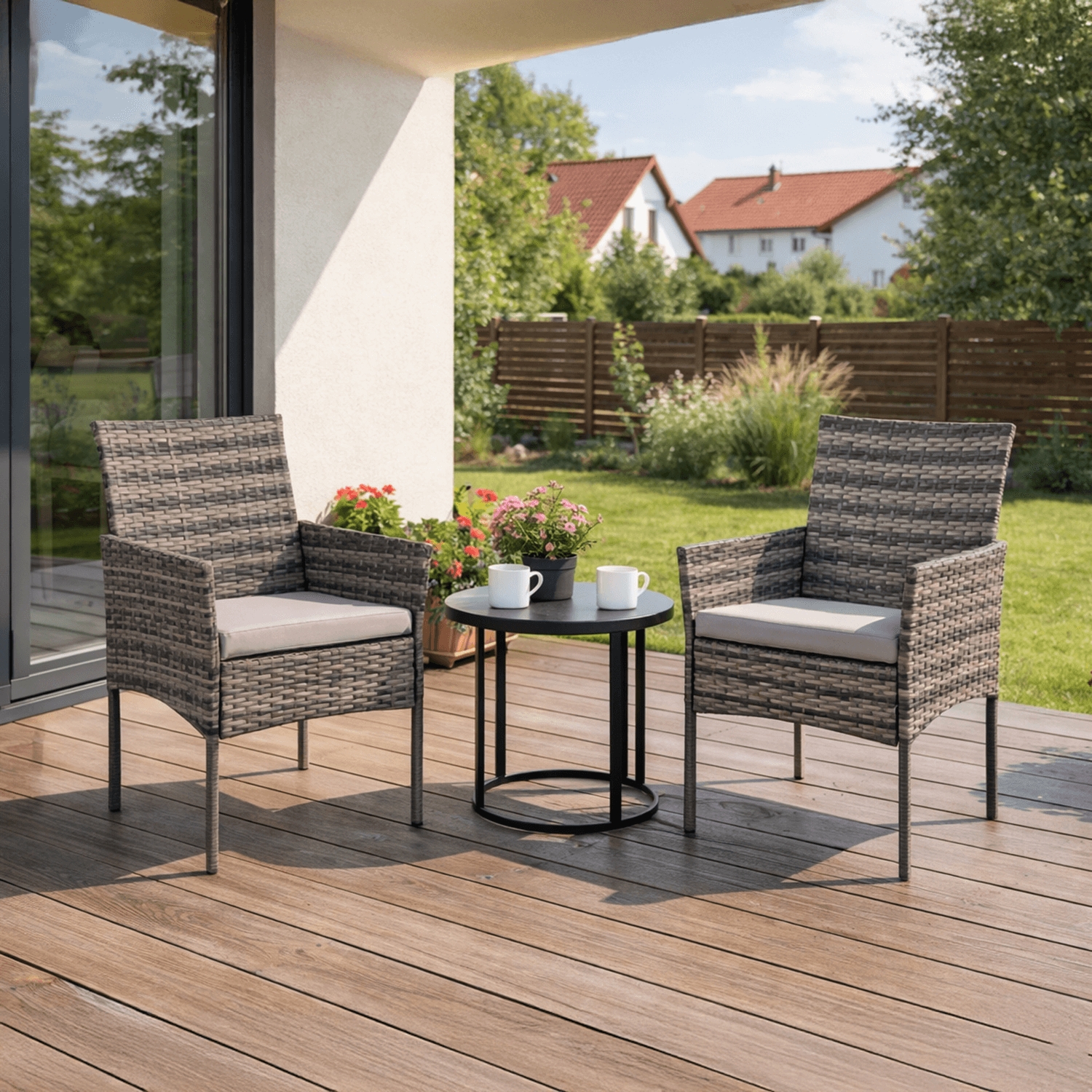 2x Krzesło Ogrodowe CORTO Szare Nowoczesne ME.CORTO/P/RT/OGR/ZES