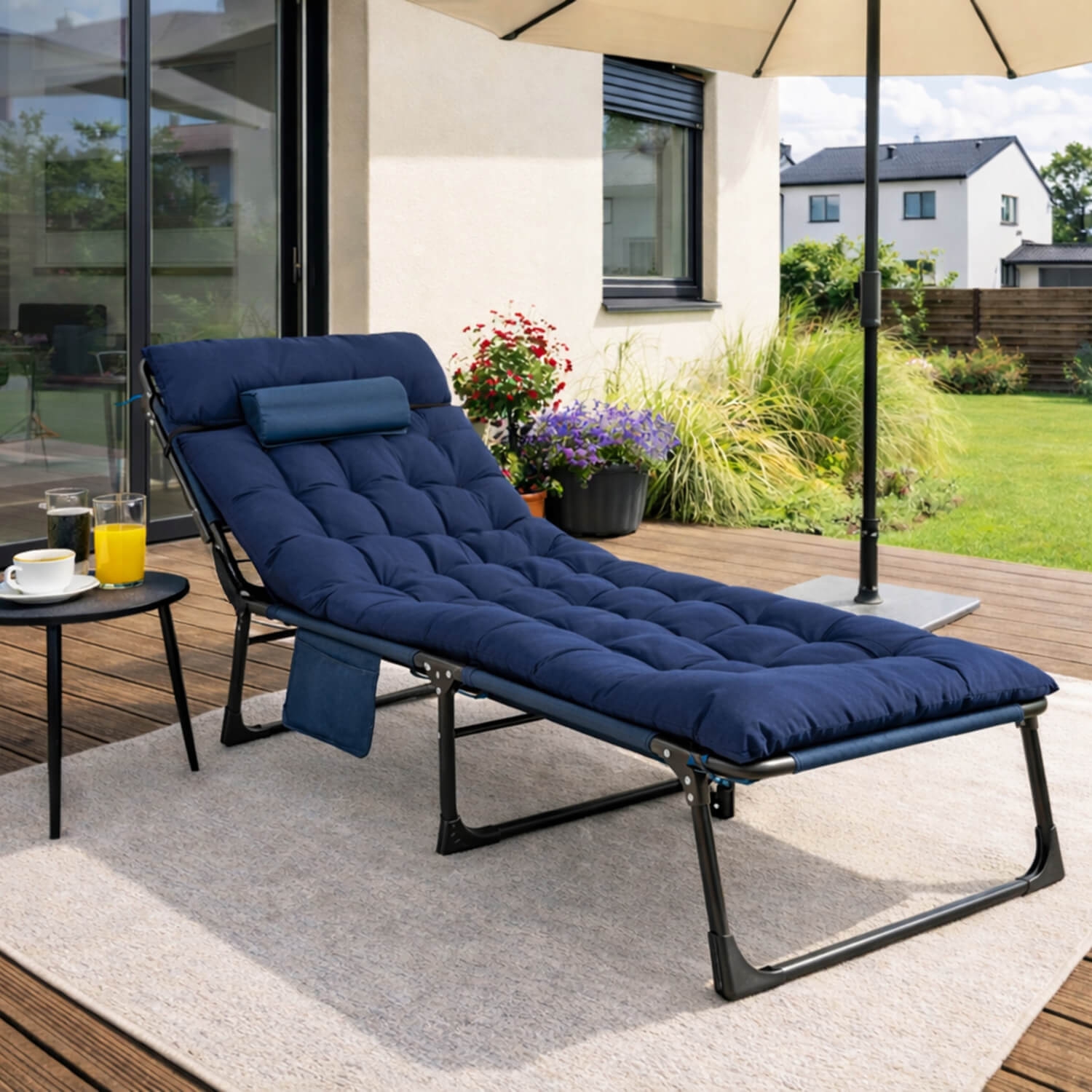 Leżak Ogrodowy VENUS 190x73 cm Granatowy ME.VENUS/GR/T/LOZ
