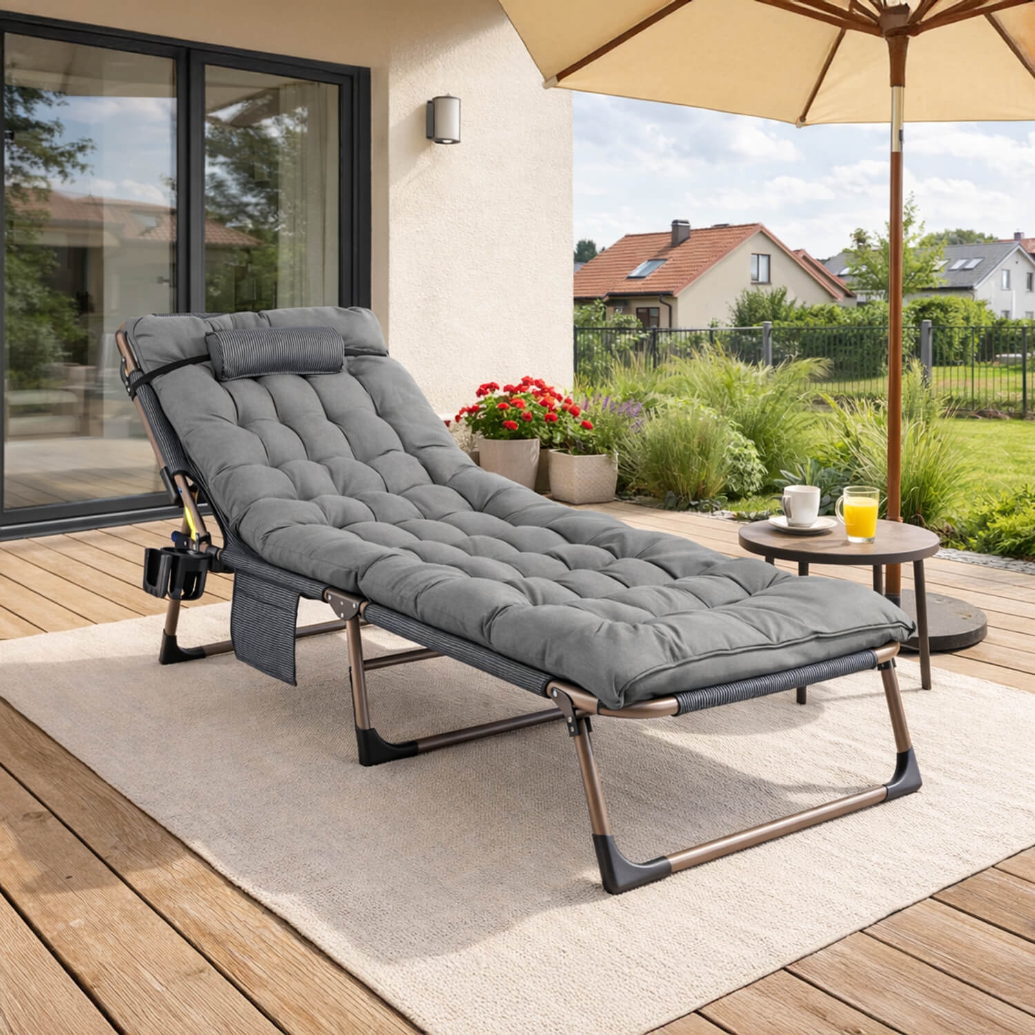 Leżak Ogrodowy SATURN 190x73 cm Szary ME.SATURN/P/T/LOZ