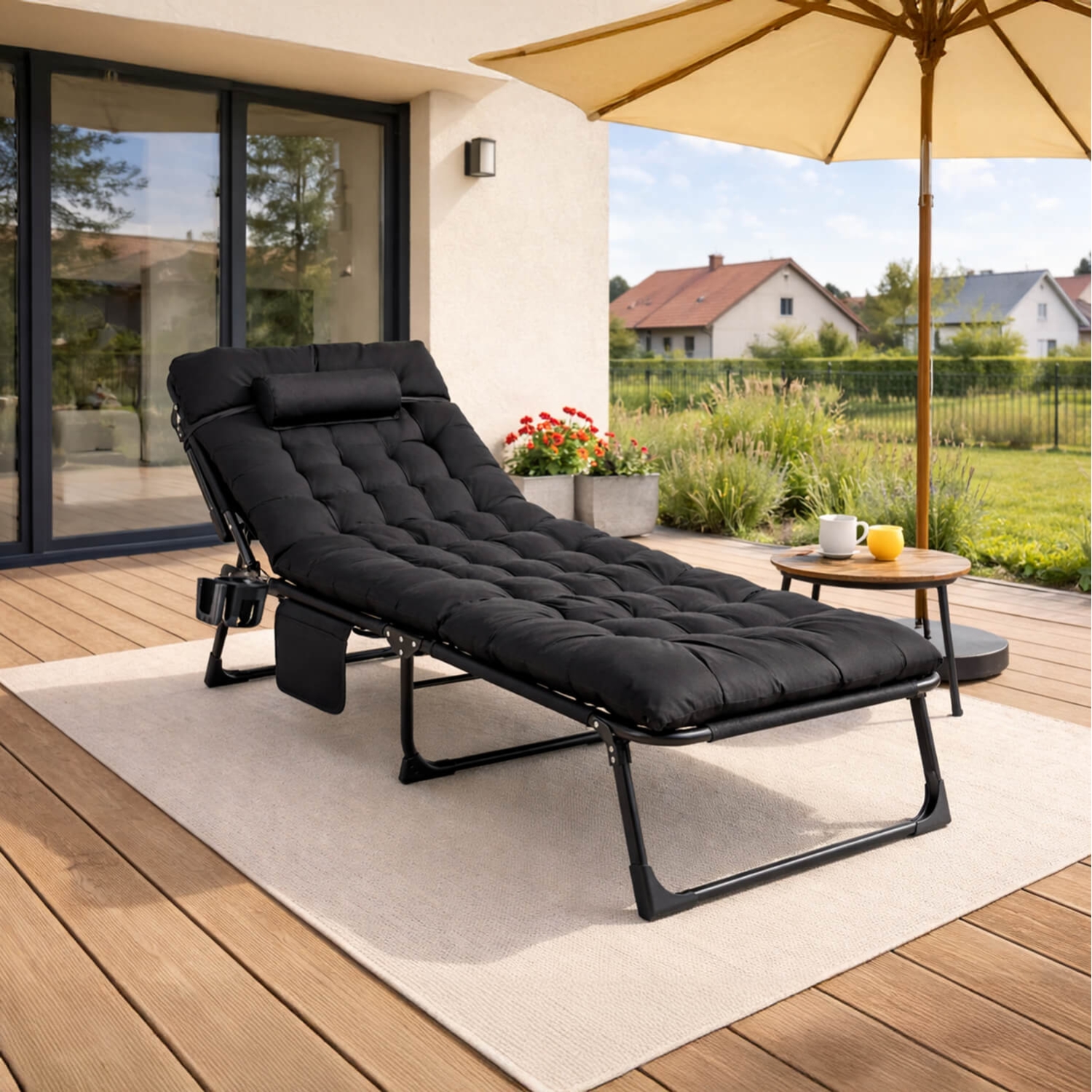 Leżak Ogrodowy SATURN 190x73 cm Czarny ME.SATURN/CZ/T/LOZ