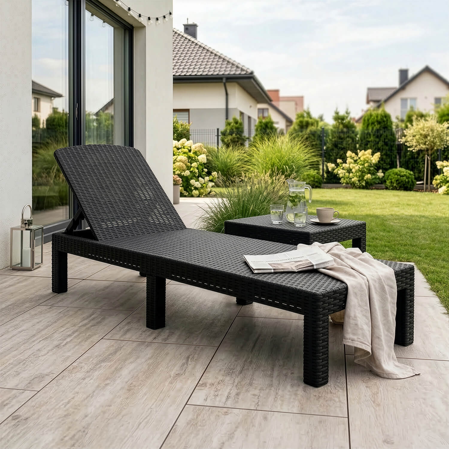 Fotel Ogrodowy Leżak ARIZONA Technorattan Czarny ME.ARIZONA/CZ/RT/OGR/LEZ