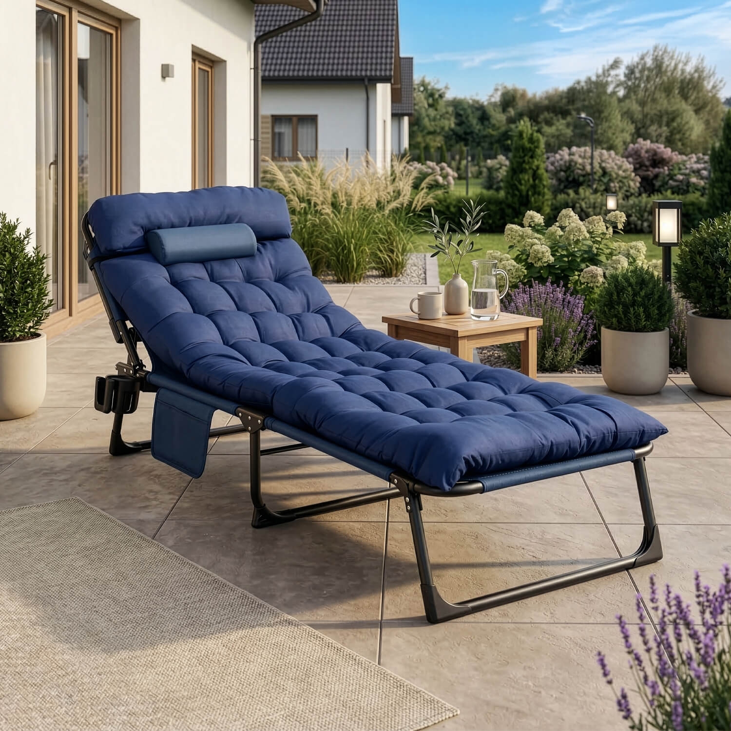 Leżak Ogrodowy SATURN 190x73 cm Granatowy ME.SATURN/GR/T/LOZ