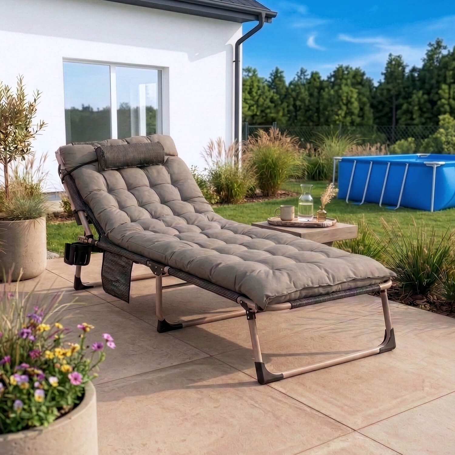Leżak Ogrodowy SATURN 190x73 cm Szary ME.SATURN/P/T/LOZ