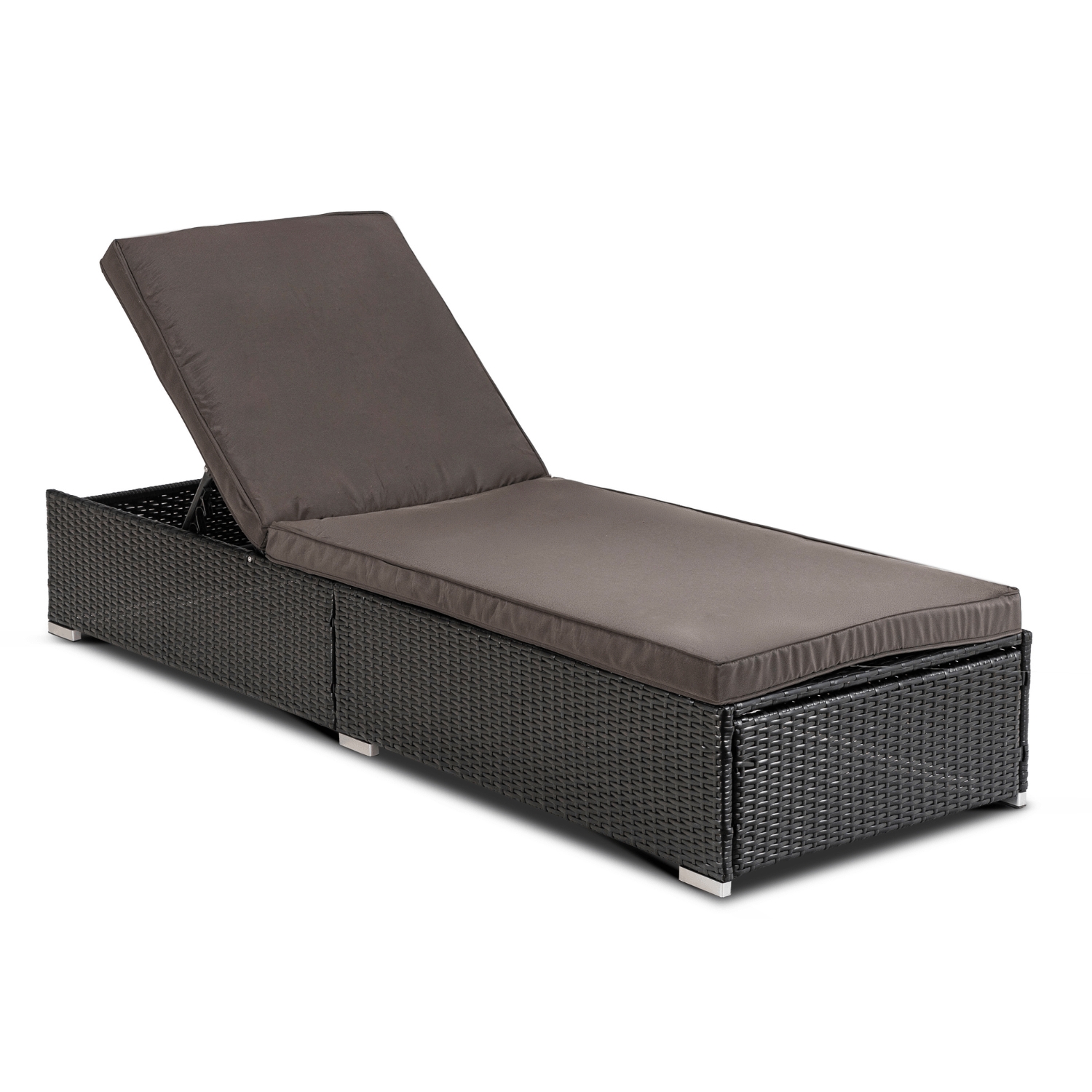 Fotel Ogrodowy Leżak LARGO Technorattan Czarny/Brązowy ME.LARGO/CZ/RT/OGR/LEZ