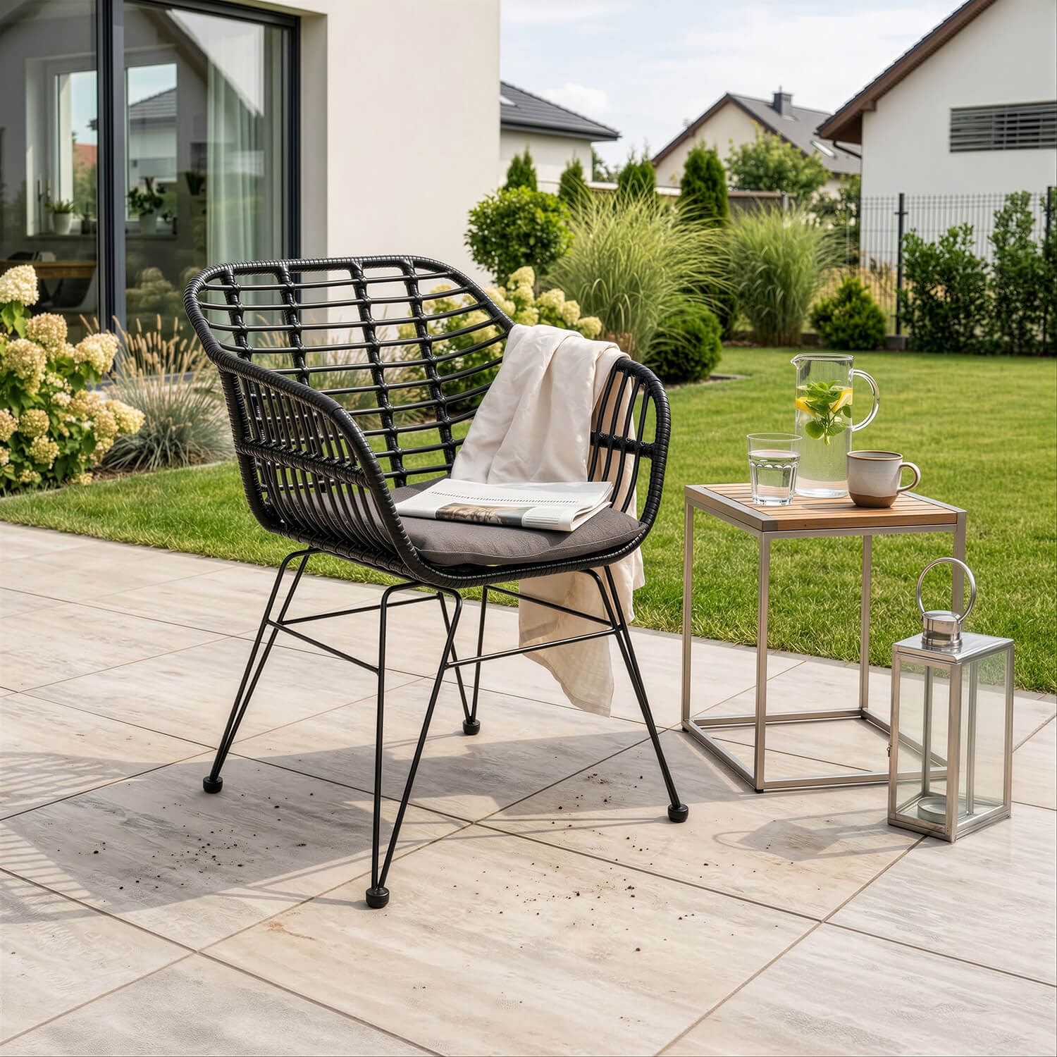 Krzesło Ogrodowe Rattanowe MUSA Czarne ME.MUSA/CZ/CZ/RT/K