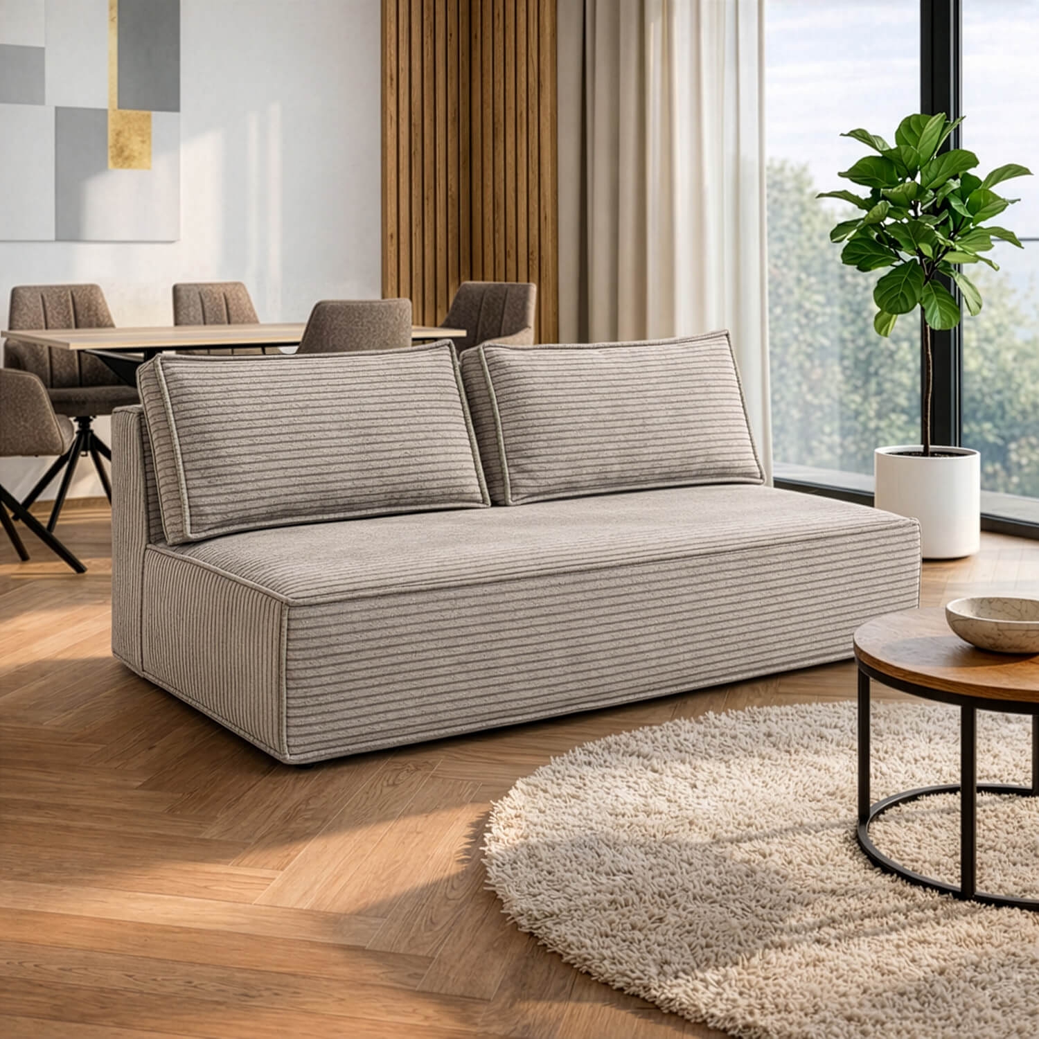 Sofa z Funkcją Spania MAVIA Beżowa Sztruksowa Nowoczesna ML.LAURA/APOLLO86/SOF