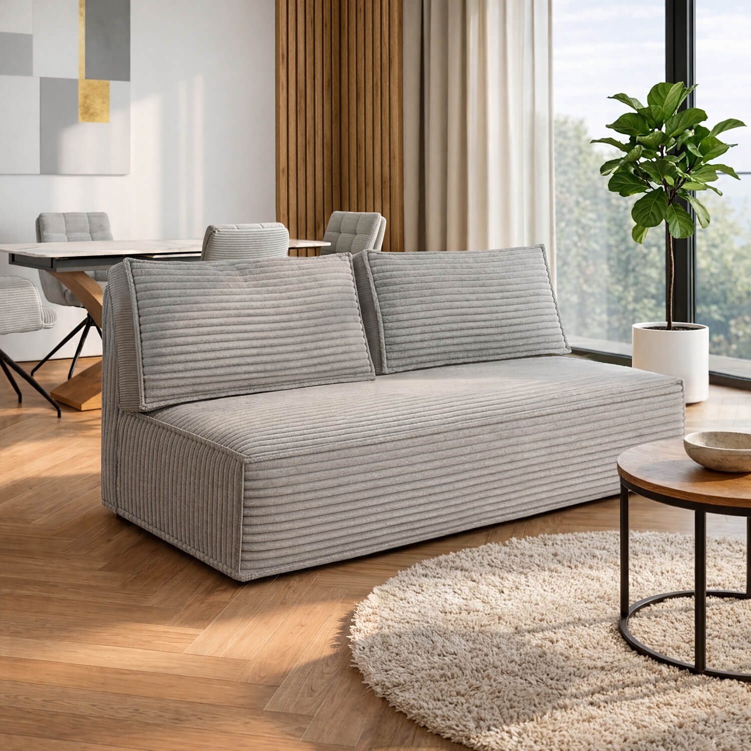 Sofa z Funkcją Spania MAVIA Szara Sztruksowa Nowoczesna ML.LAURA/TILIA86/SOF