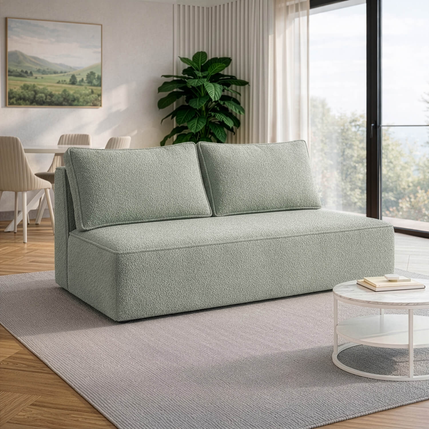 Sofa z Funkcją Spania MAVIA Szara Boucle Nowoczesna ML.LAURA/WOOLLY11/SOF