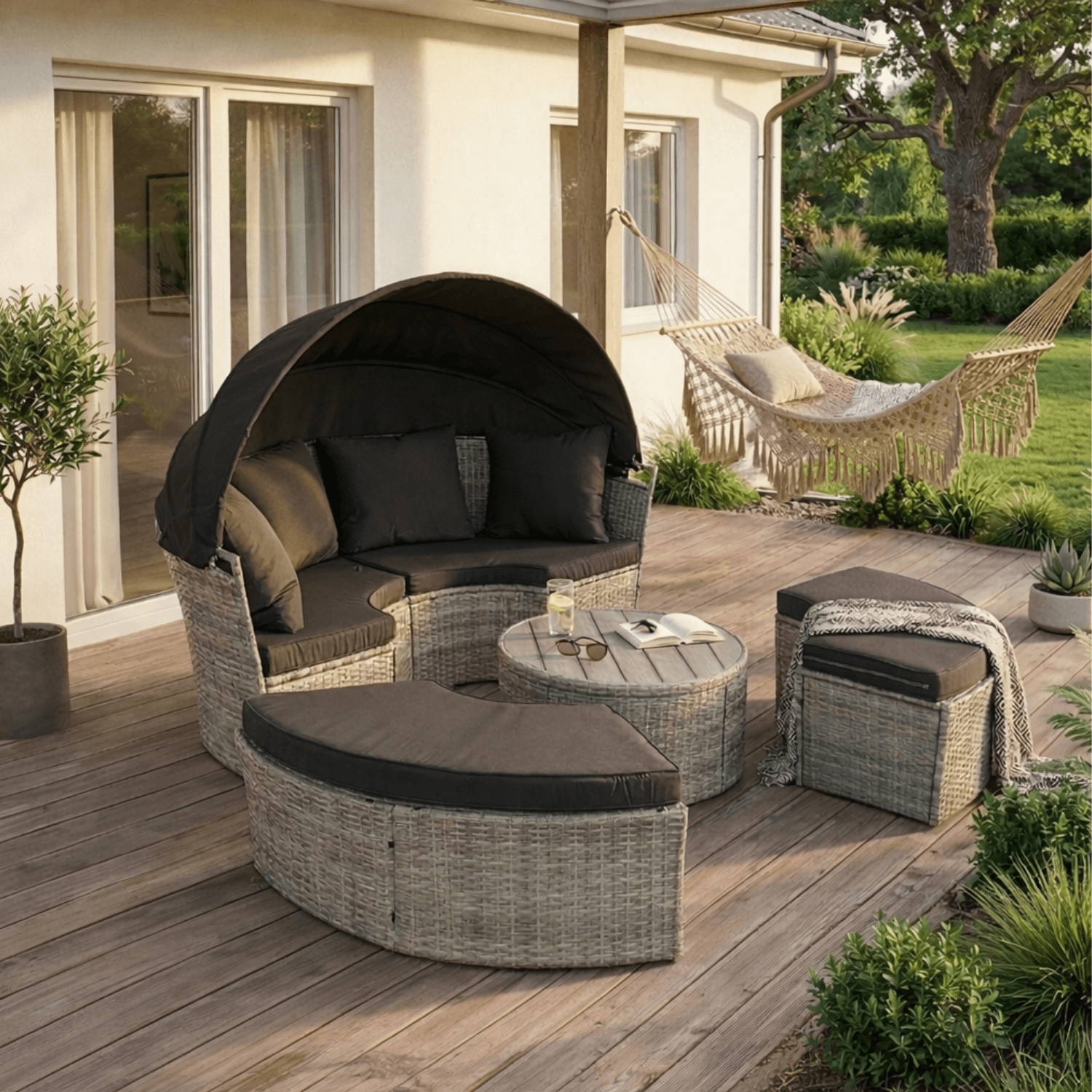 Wyspa Ogrodowa CALIFORNIA Modułowa Technorattan Jasnoszara ME.CALIFORNIA/JP/RT/OGR/ZES